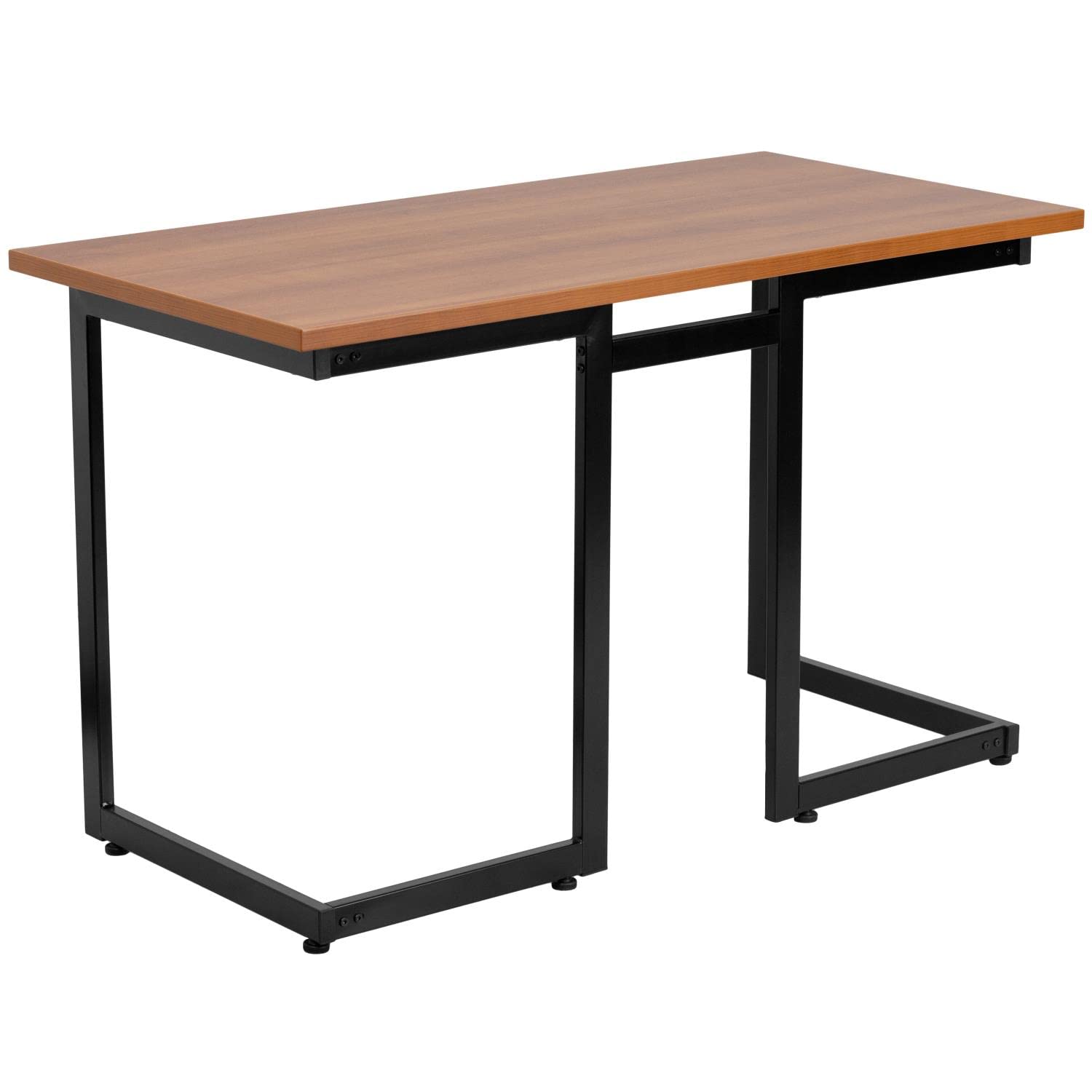 Flash Furniture Cherry Finish Computer Desk with Black Metal Frame - Compact Home Office Desk for Small Spaces, Gaming & Study