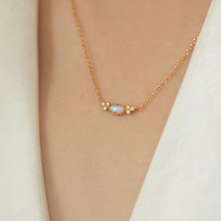 Opal Gemstone Necklace and Ring Set - Sterling Silver Jewelry for Women | Elegant Gift for Birthday, Anniversary & Special Occasions | HJZB 288