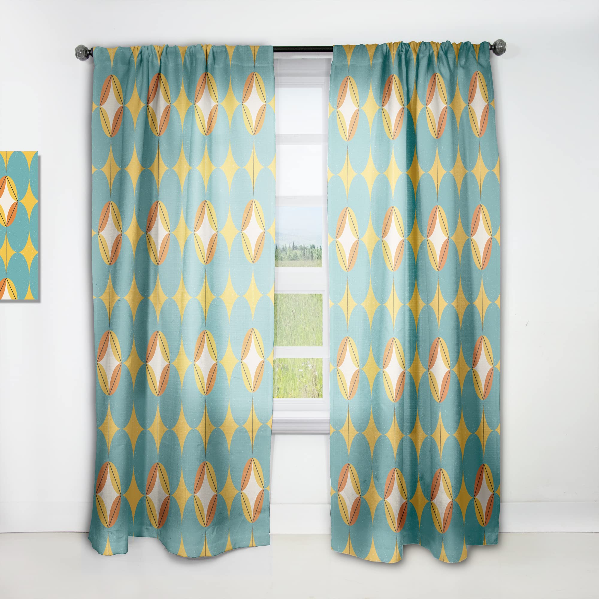 DesignQ Diamond Retro IV Thermal Insulated Curtains - Single Panel 52x120 Inches - Blackout Drapes for Bedroom & Living Room - Perfect for Energy Efficiency & Light Control