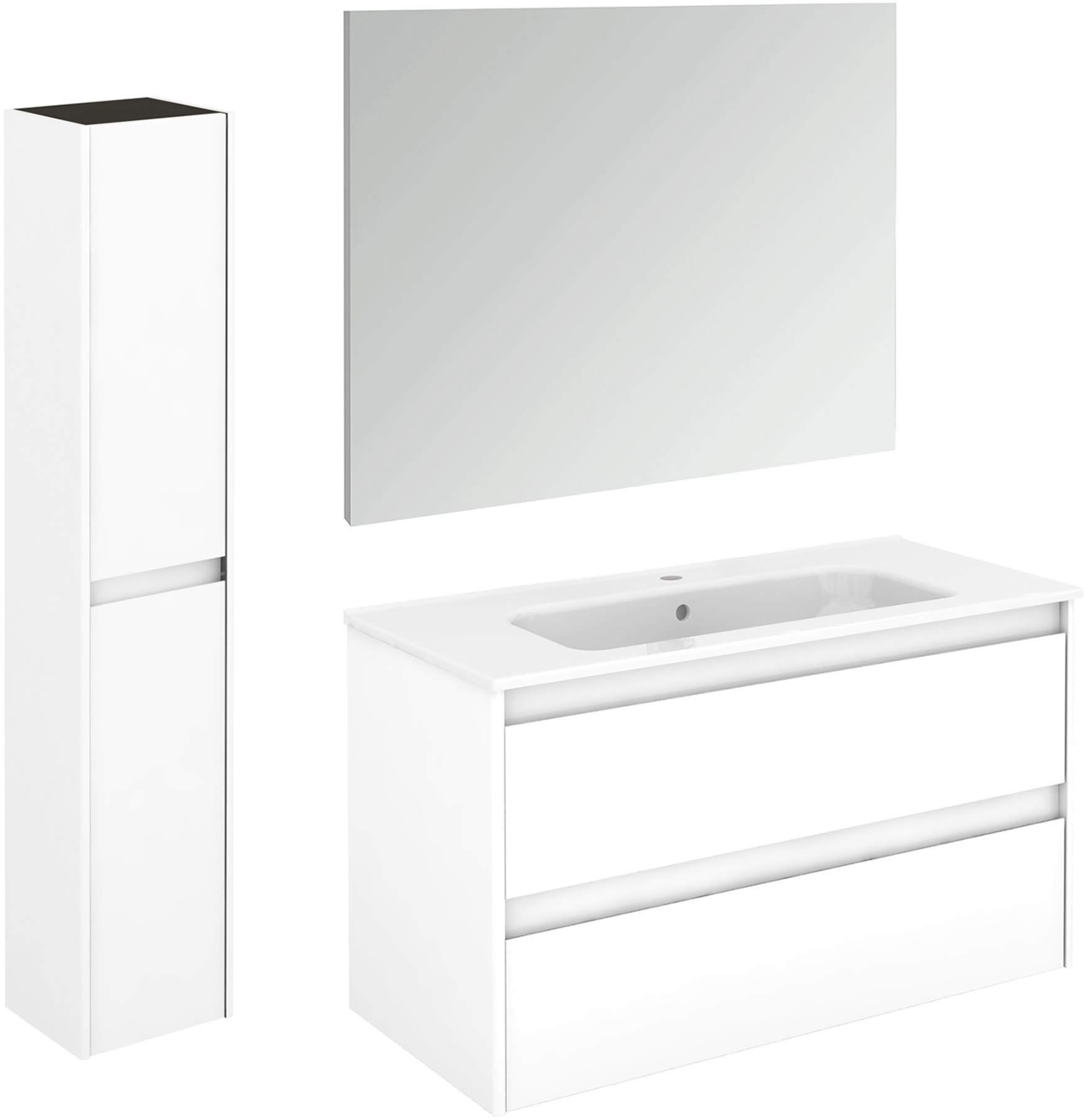 100-Pack 2WG Gloss White Bathroom Vanity Mirror - Modern Wall Mounted Mirror for Bathroom, Bedroom, and Dressing Room (3-Piece Set) - Perfect for Home Decor, Makeup, and Grooming Areas
