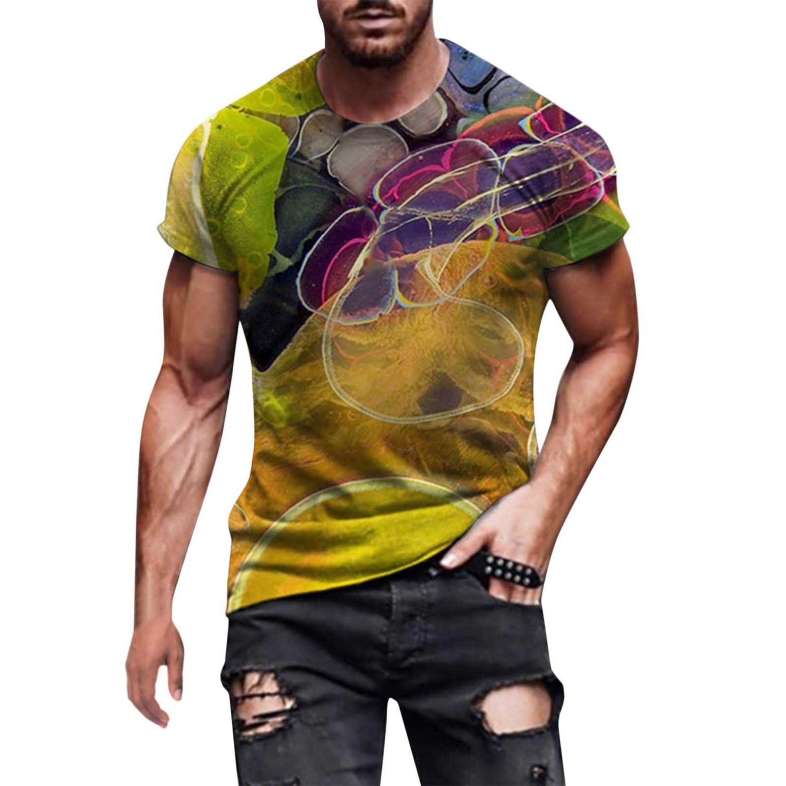 Funny Abstract Graphic Print Men's T-Shirt - Casual Short Sleeve Summer Tee for Everyday Wear | Perfect for Beach, Parties & Street Style