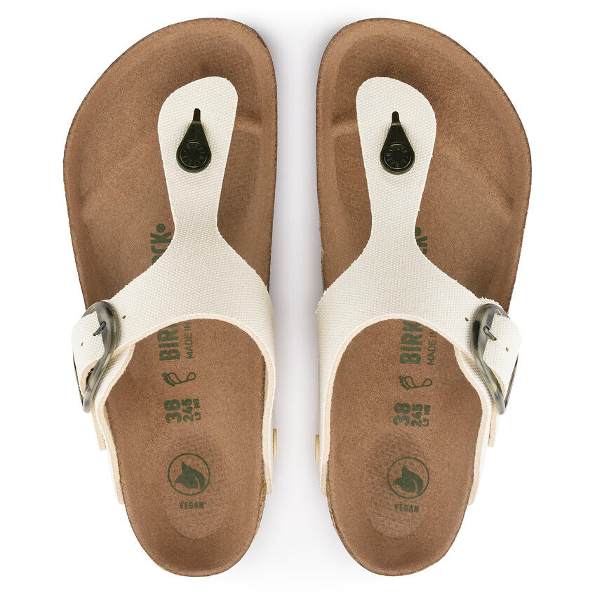 Birkenstock Gizeh Vegan Big Buckle Sandals - Women's Comfortable Textile Footwear in Eggshell White | Perfect for Summer, Beach, and Casual Outfits