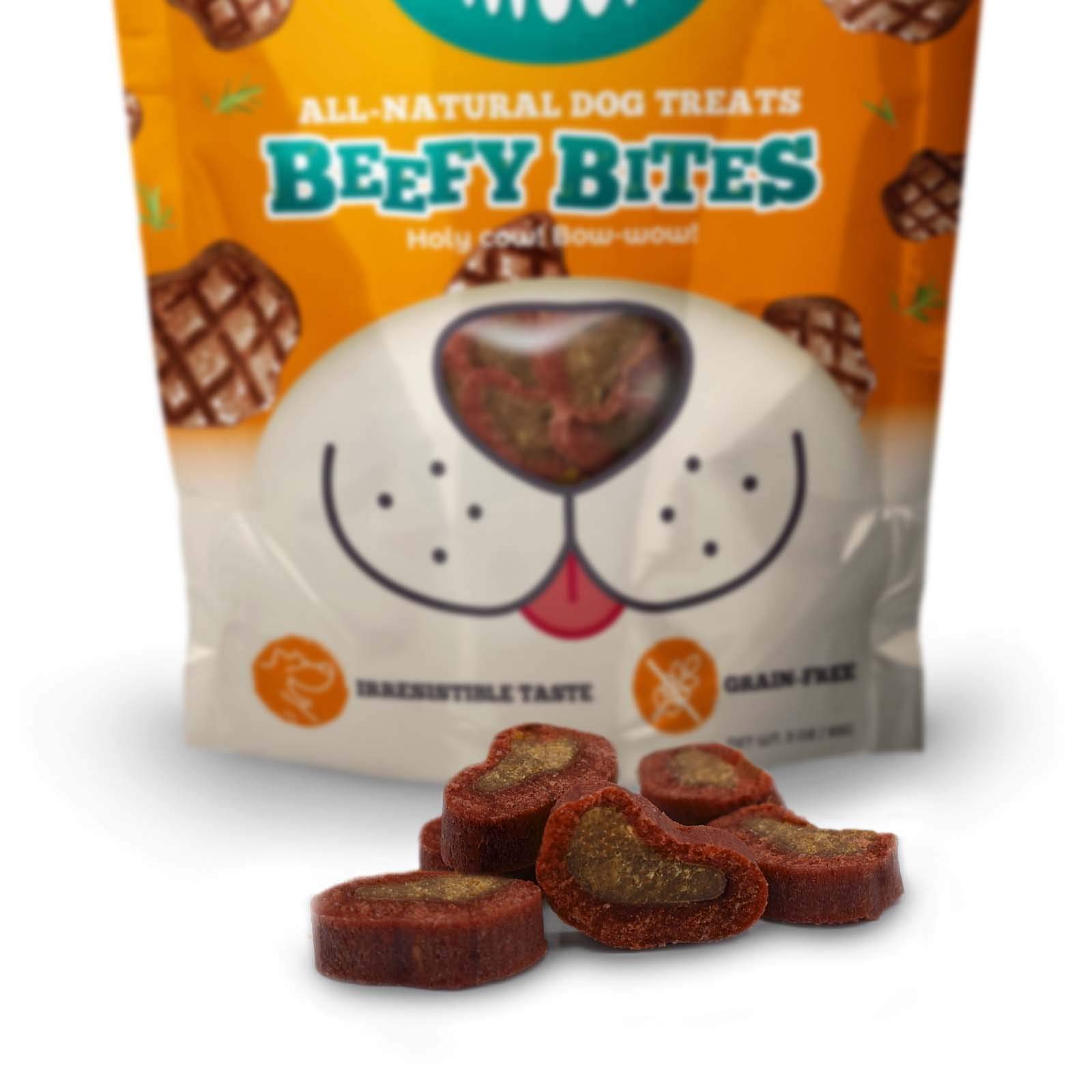 Premium All-Natural Grain-Free Beefy Bites Crunchy Dog Treats - Healthy Snacks for Puppies & Adult Dogs - Fun Bite-Sized Shapes - Made in New Zealand - 15oz - Perfect for Training Rewards & Daily Treats
