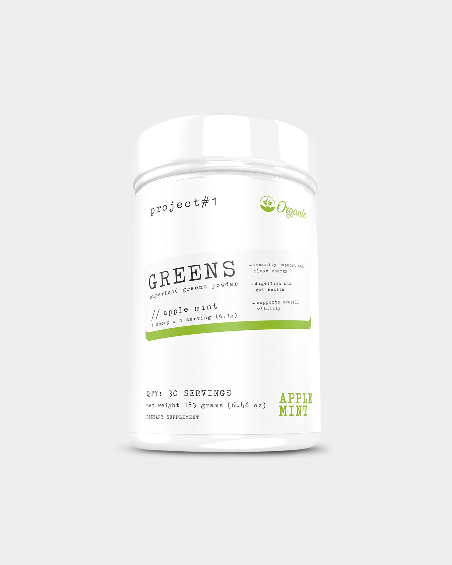Project#1 Nutrition Greens Superfood Powder - Organic & Vegan Super Greens Supplement for Detox & Energy Boost | Perfect for Smoothies, Juices & Daily Wellness