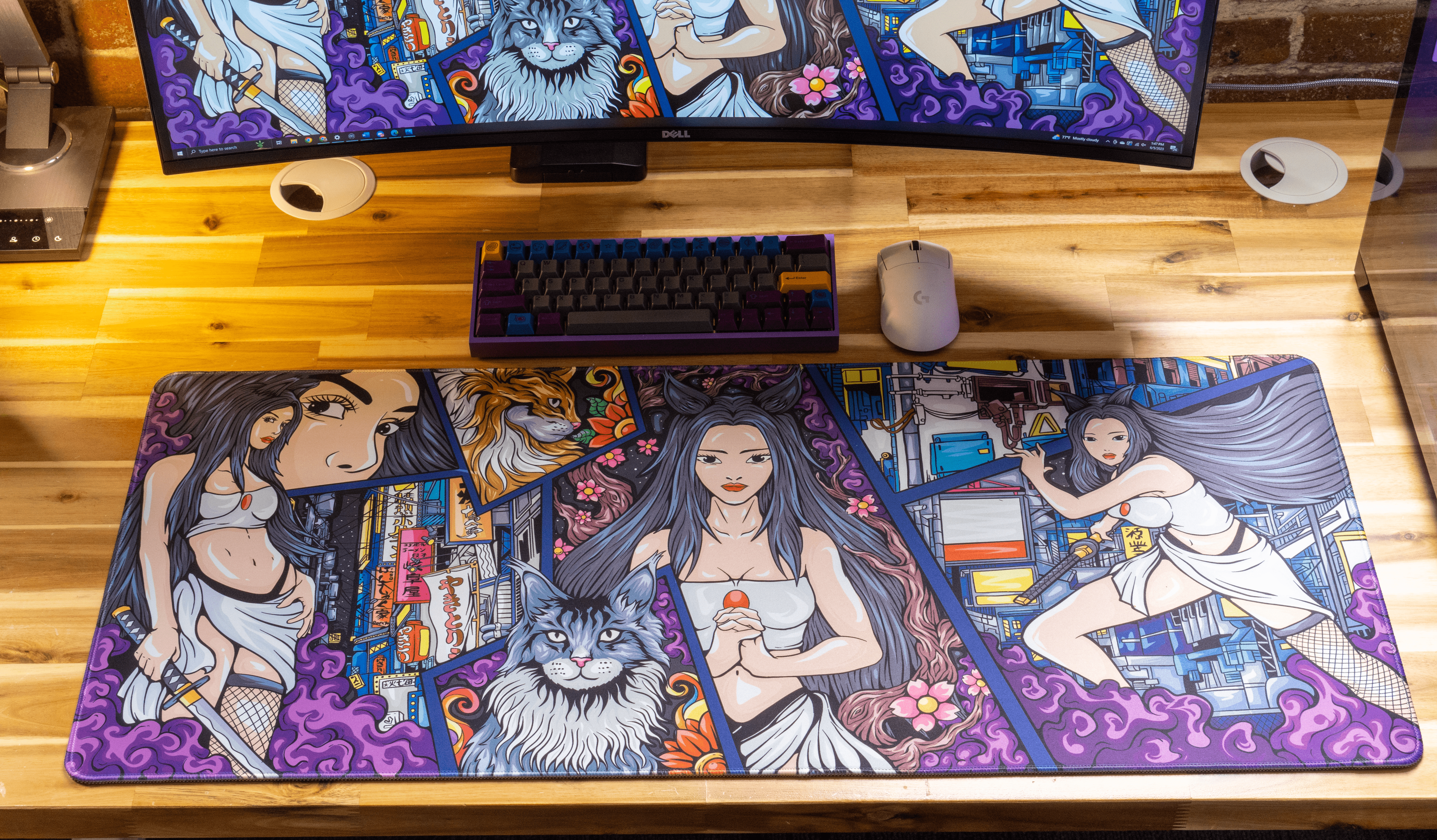 Meowko Oyabun Content Creator Collaboration Limited Edition Gaming XL Mouse Pad - Large Non-Slip Desk Mat for PC, Mac, Laptop, Office & Gaming Setup