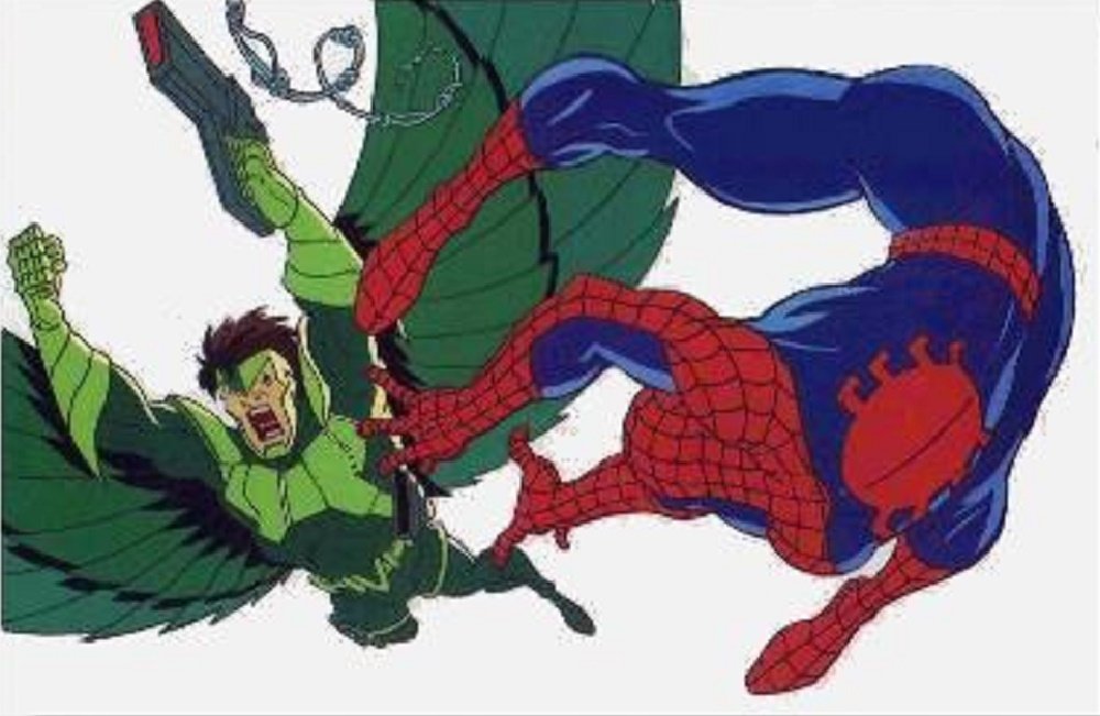 Original Spider-Man Animated Series Vulture vs Spider-Man Acetate Animation Cel - Vintage 90s Marvel Collectible for Fans & Home Decor