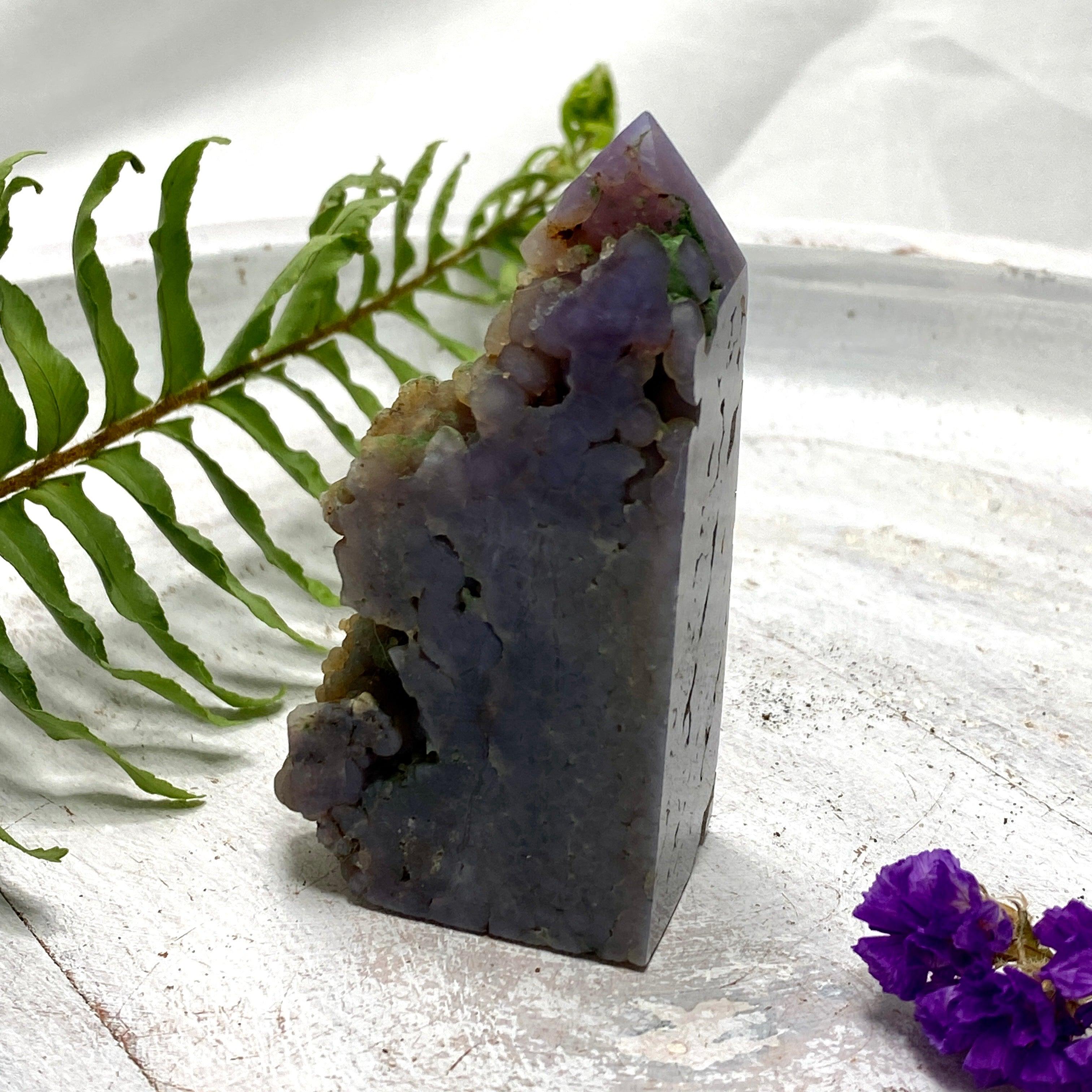 Natural Grape Agate Point - GAP 02 Healing Crystal for Meditation, Reiki & Energy Work - Perfect for Home Decor, Spiritual Gifts & Crystal Collections