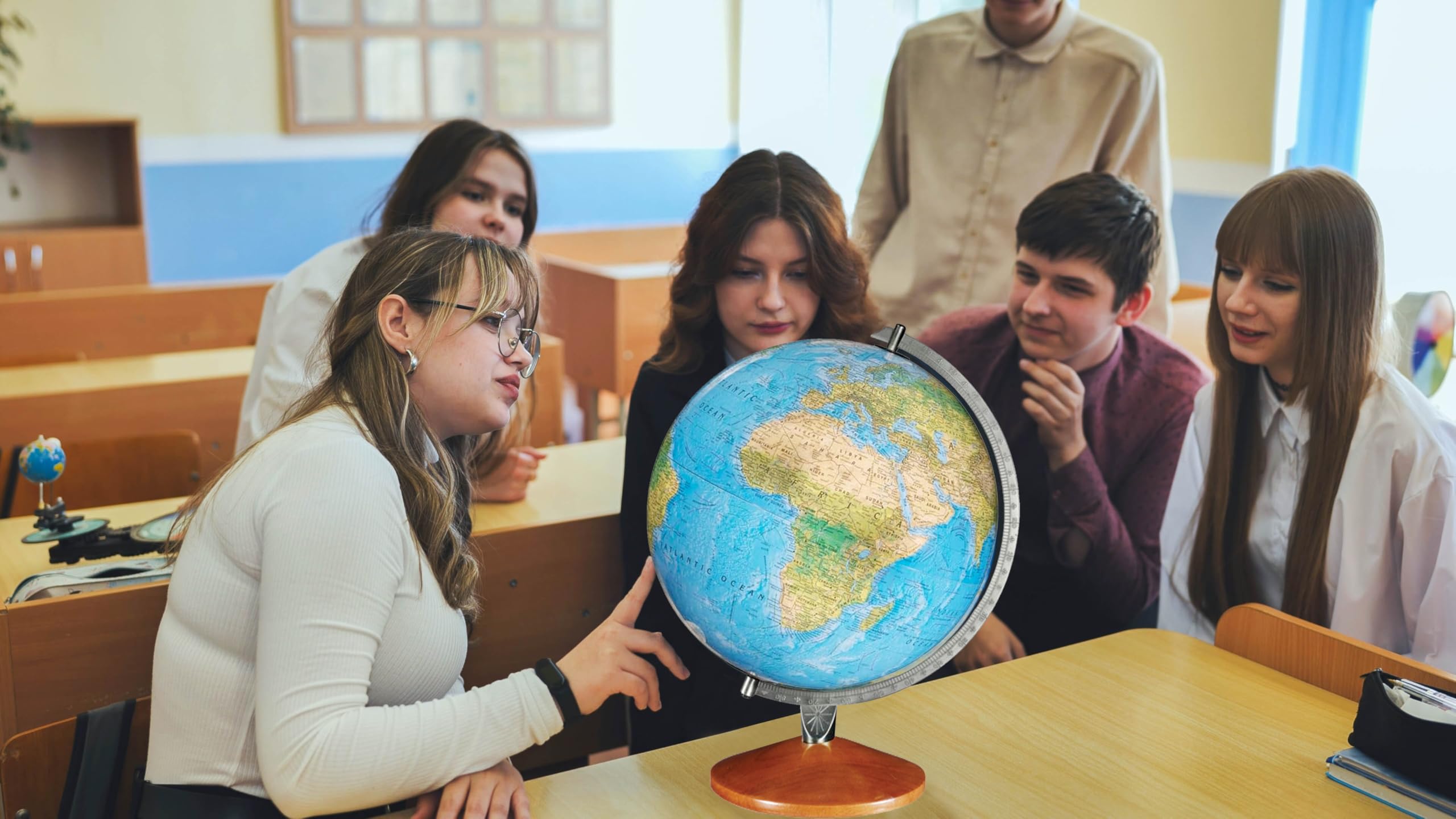 Replogle 12 Inch Illuminated World Globe with Stand - Light Up Raised Relief Educational Globe for Kids & Classrooms | USA Made | Perfect for Geography Learning & Home Decor