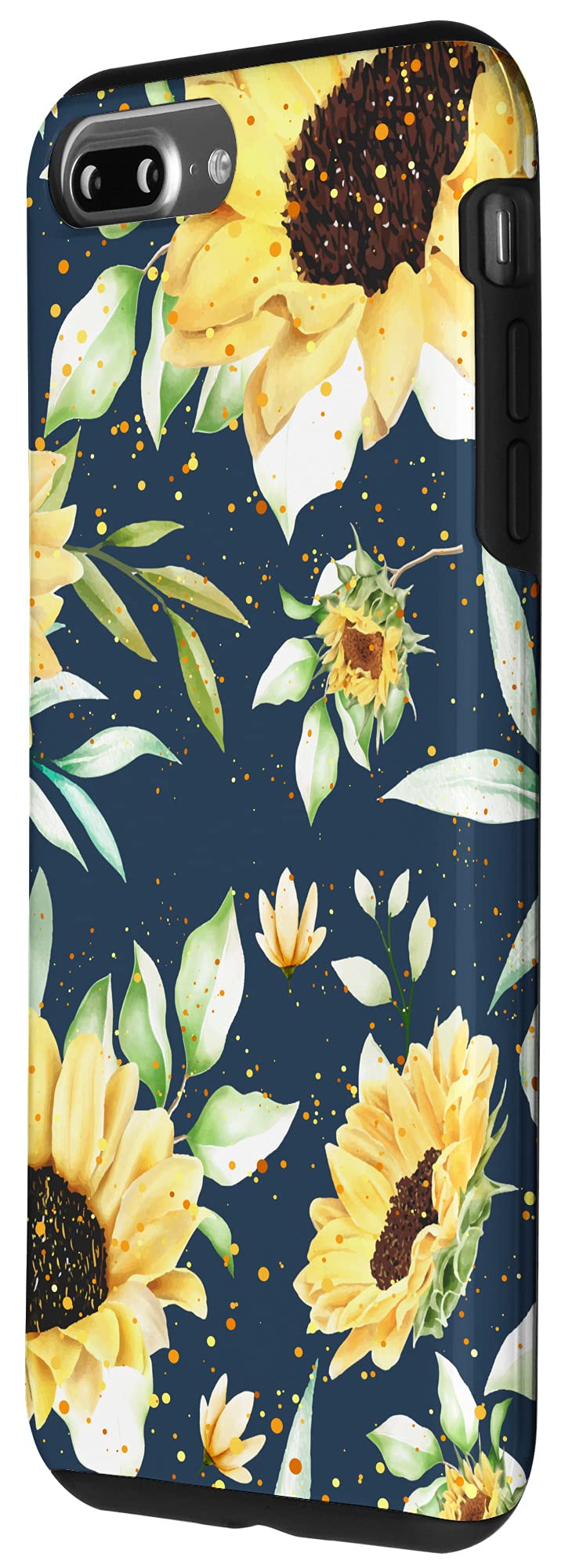 iPhone 7 Plus/8 Plus Sunflower Phone Case - Modern Blue Paint Dots Design Protective Cover | Perfect for Autumn Season & Everyday Use