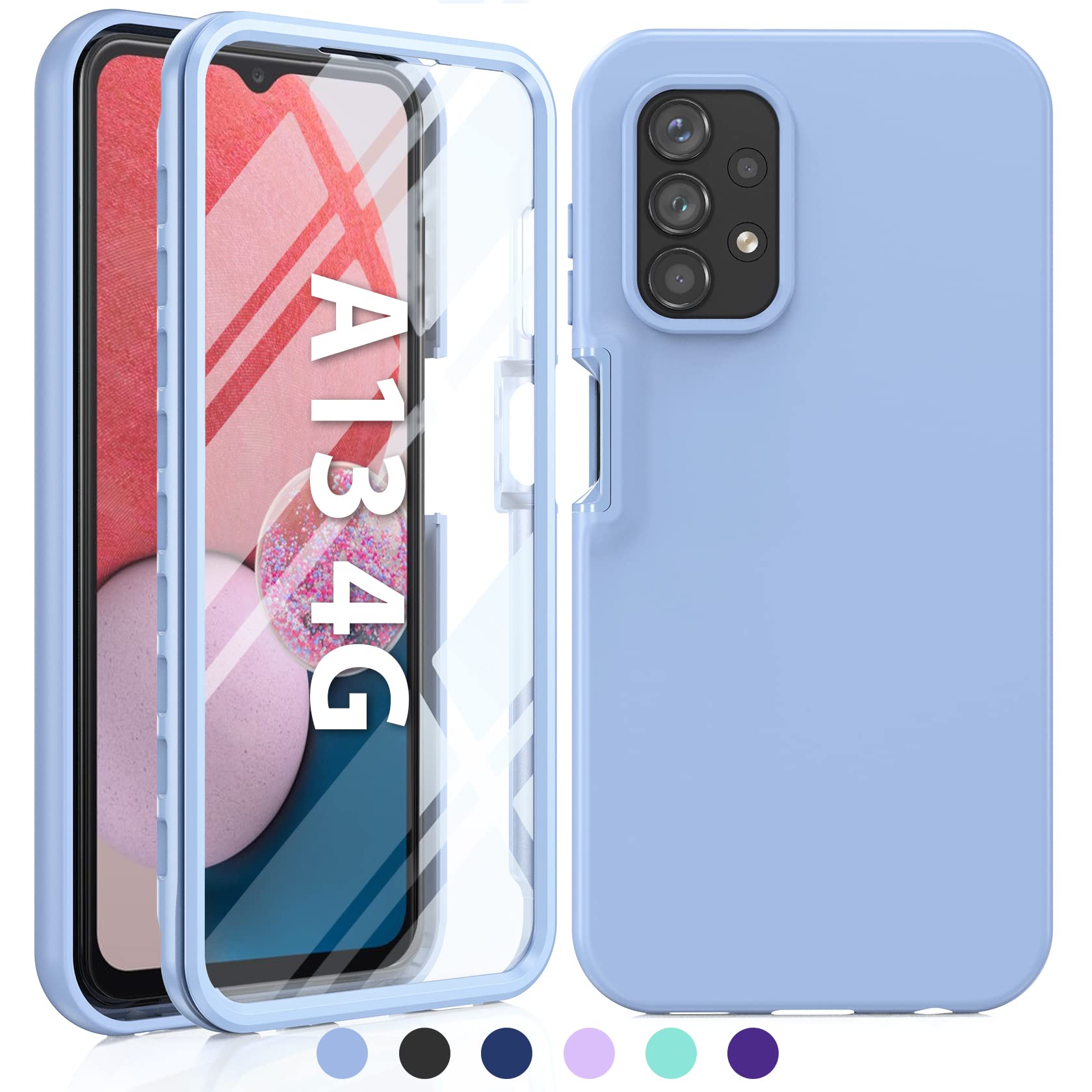 UNPEY Shockproof Hybrid Case for Samsung Galaxy A13 LTE 4G - Slim Silicone & Durable TPU Dual Layer Protective Phone Cover | Drop-Proof, Cute Light Blue Design | Perfect for Everyday Use, Travel & Outdoor Activities