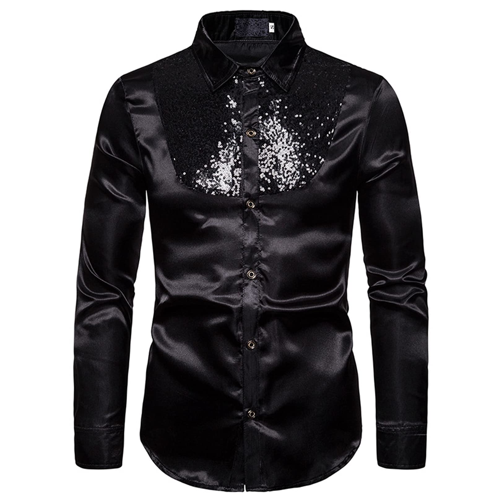 Men's Slim Fit Long Sleeve Dress Shirt - 90s Retro Shiny Business Button Down Shirt for Office, Party & Formal Events | Luxury Formal Wear for Men