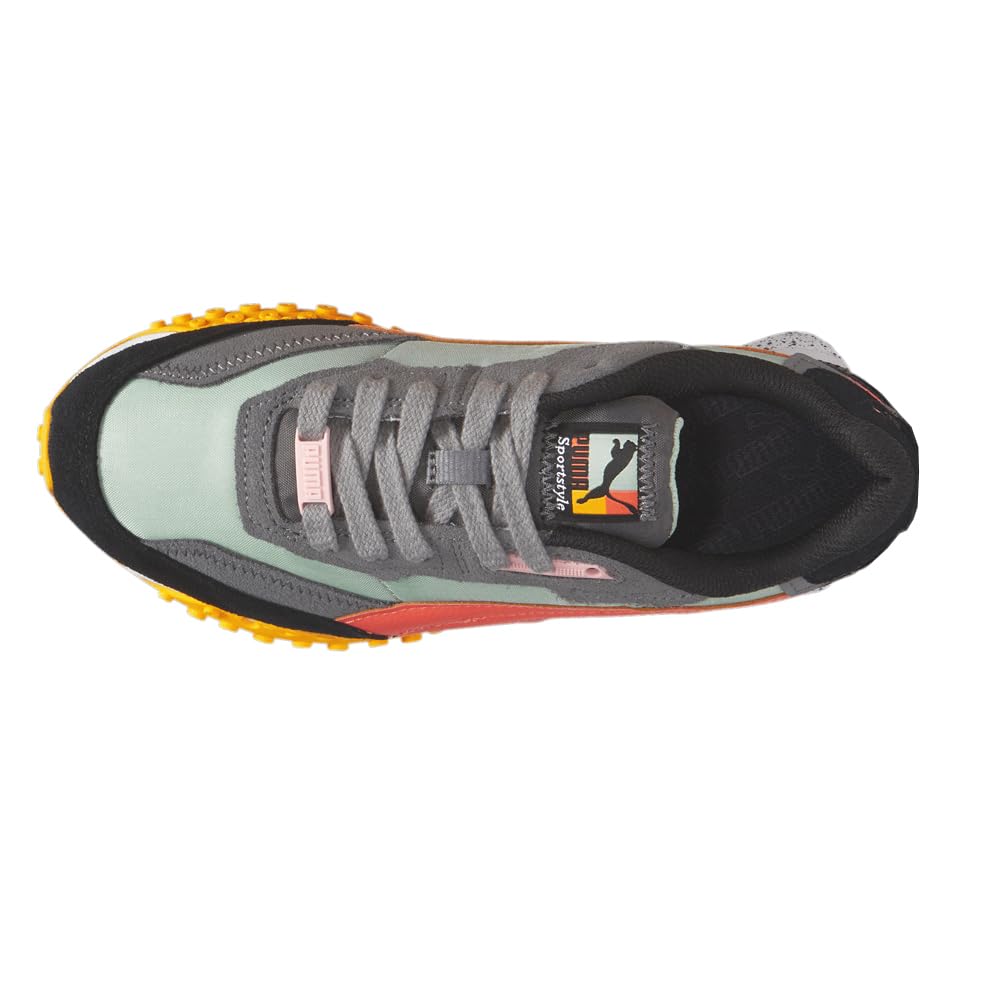 PUMA Women's Blktop Rider Brand Love Sneakers - Green Lace-Up Casual Shoes for Running, Walking & Gym Workouts