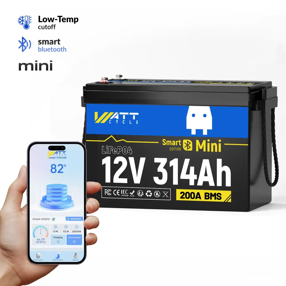 12V 280Ah Mini LiFePO4 Battery with Bluetooth - High Capacity Lithium Iron Phosphate Battery for Solar, RV, Marine & Off-Grid Power - Perfect for Camping, Emergency Backup & Outdoor Adventures