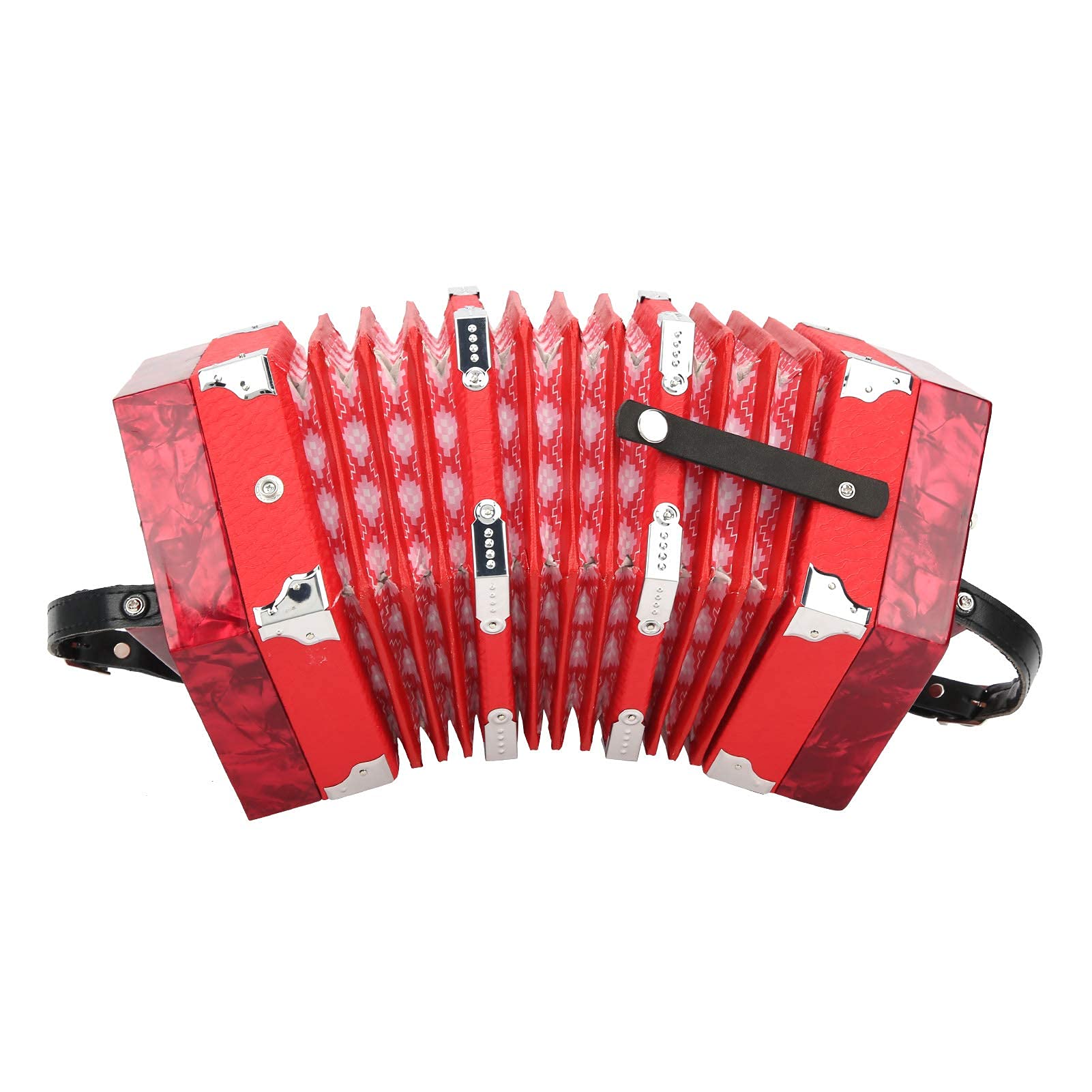 Professional Adjustable Hand Strap Ergonomic Concertina Accordion - High-End Elegant Musical Instrument with Carrying Bag (Red) | Perfect for Live Performances, Music Lessons & Studio Recordings