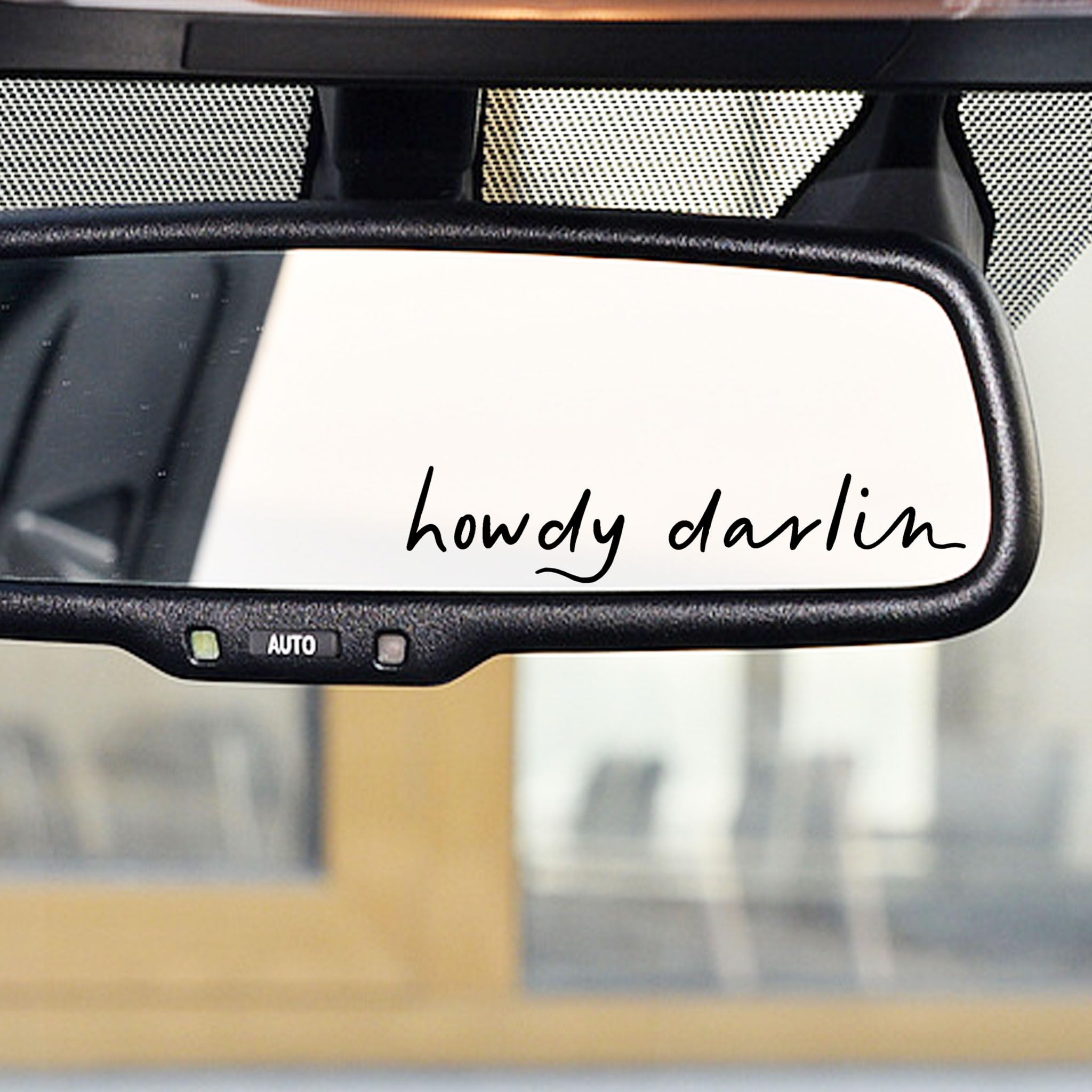 2 Pack Howdy Darlin Car Decals - Western Style Window Stickers with Positive Affirmations for Girls - Rear View Mirror & Car Decor (Black) - Perfect for Truck, SUV & Personalizing Your Vehicle