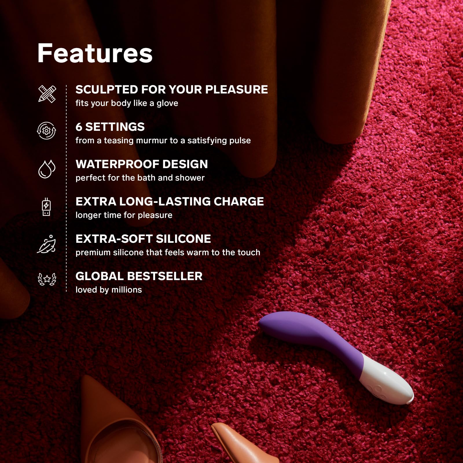 LELO Mona 2 G Spot Vibrator for Women - Rechargeable Adult Sex Toy with 6 Intensity Modes & Ergonomic Design - Discreet G-Spot Stimulation for Solo Play & Couples Intimacy (Cerise)