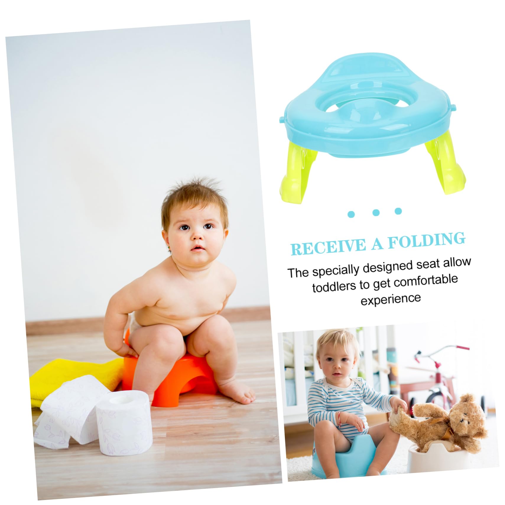 Wakauto Portable Potty Seat - Kids Travel Toilet Training Seat with Non-Slip Base | Lightweight & Durable Plastic Design for Toddlers | Perfect for Road Trips, Camping & Airplane Travel