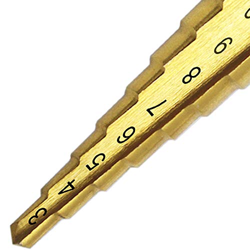 Meichoon HSS Titanium Coated Step Drill Bit Set (3-13mm) - Hex Shank Power Tool for Metal, Wood & Plastic - Professional Pagoda Hole Cutter & Reamer - Perfect for DIY Projects, Home Repairs & Electrical Work