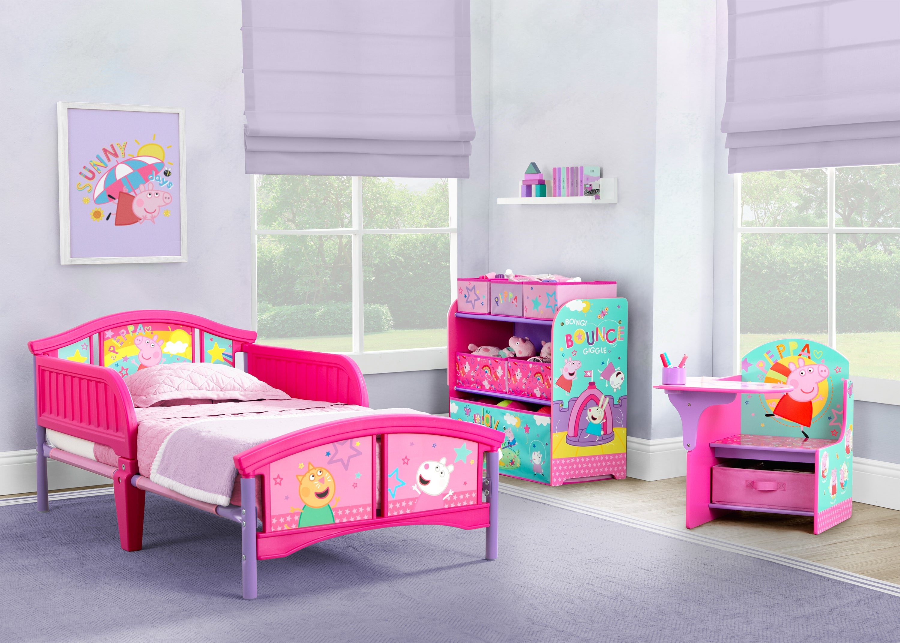 Peppa Pig Big Adventures Kids Chair Desk with Storage Bin - Study & Play Furniture for Toddlers & Preschoolers - Perfect for Bedroom, Playroom or Homeschooling