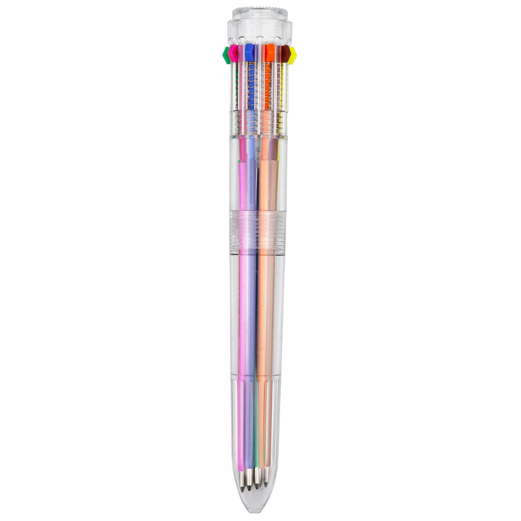 HeTaoCat 10-in-1 Multicolor Retractable Ballpoint Pens - 0.5mm Fine Point, 10 Vibrant Colors, Transparent Barrel for Smooth Writing | Perfect for Office, School, Note Taking, Journaling & Art Projects