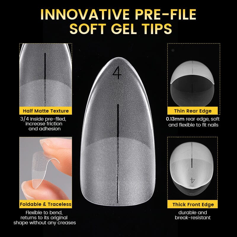 300pcs Almond False Nail Tips - 15 Sizes Full Cover Half Matte Press On Nails for Manicure, Salon & DIY Nail Art at Home