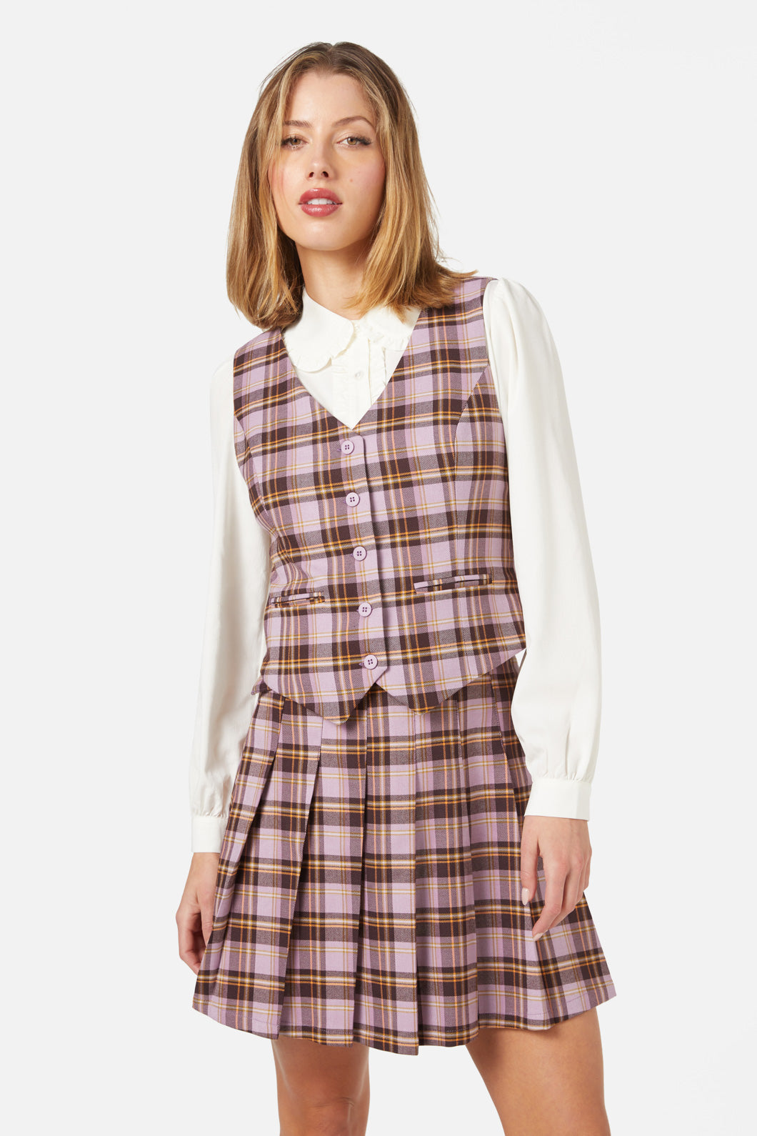 Stylish Jeannie Check Vest for Women - Trendy Plaid Waistcoat for Casual & Office Wear - Perfect for Layering in Fall & Winter