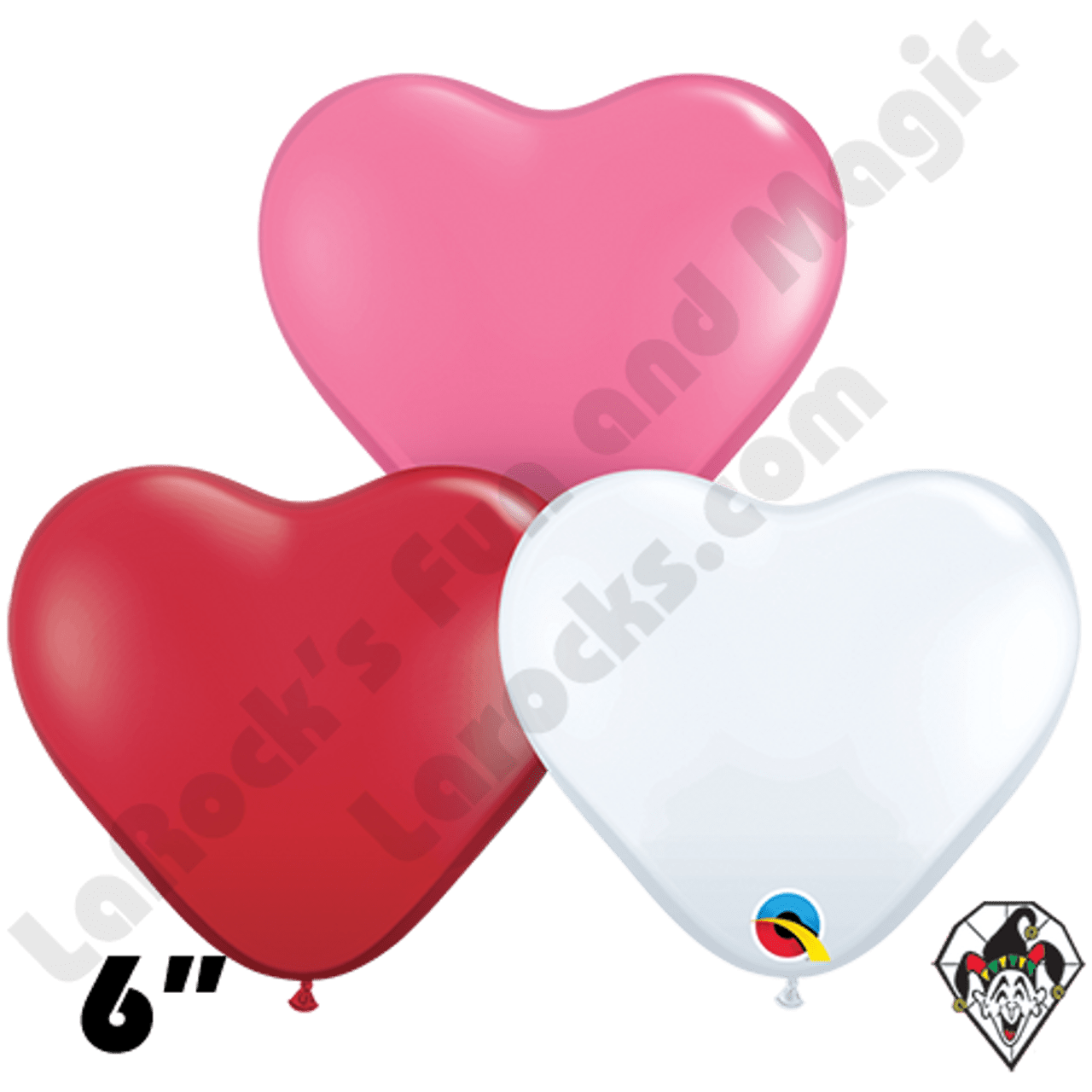 6 Inch Heart-Shaped Love Assortment Balloons - Rose, White & Ruby Red (100ct) | Qualatex Premium Latex Balloons for Valentine's Day, Weddings & Anniversary Decorations