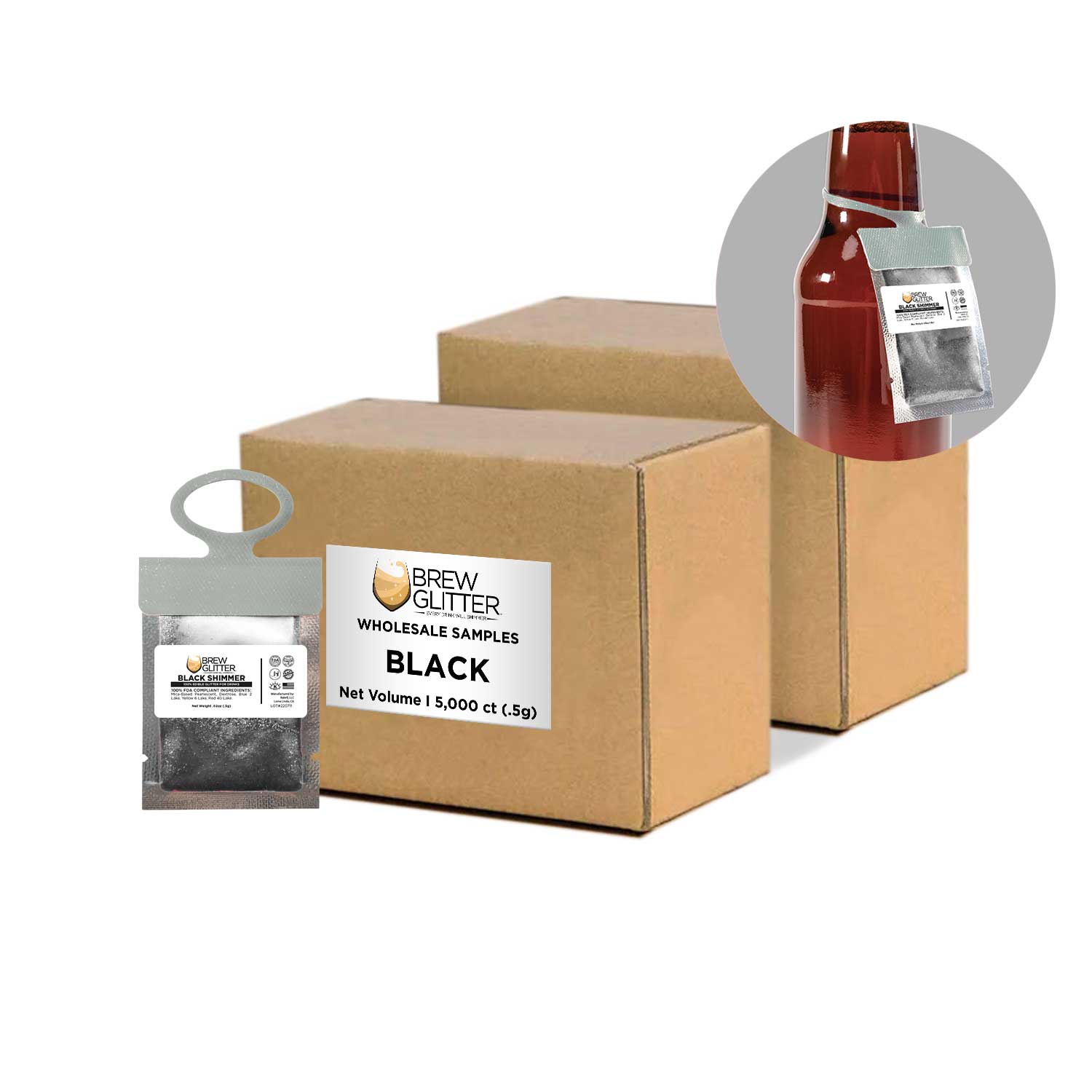 Black Brew Glitter® Necker - Bulk Wholesale Scarf for Women & Men | Perfect for Parties, Festivals, and Fashion Accessories