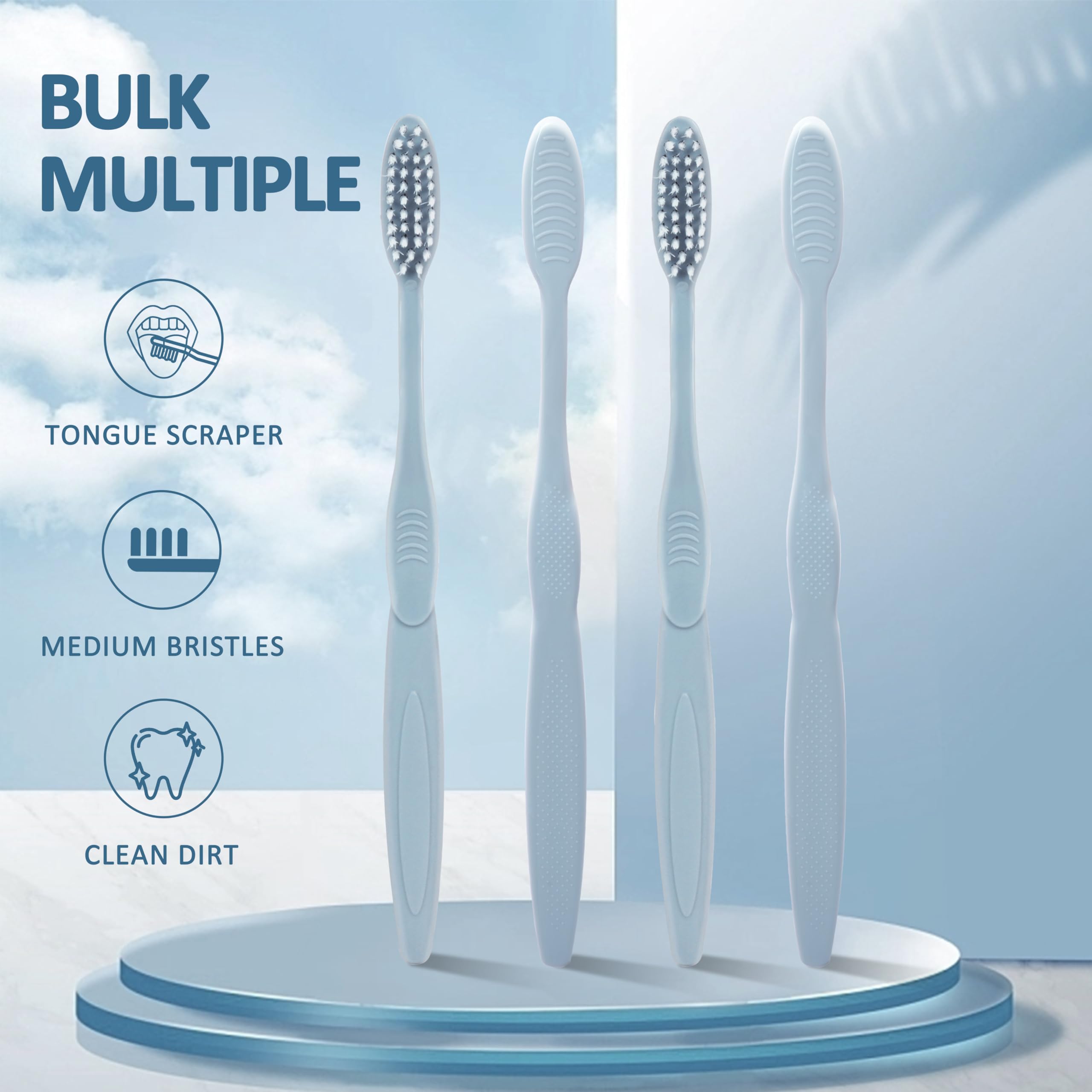 40-Pack Individually Wrapped Soft Bristle Toothbrushes with Tongue Scraper | Bulk Disposable Toothbrush Set for Adults & Travel | Multi-Colored Oral Care Kit for Hotels, Dental Offices, Camping & Emergency Kits
