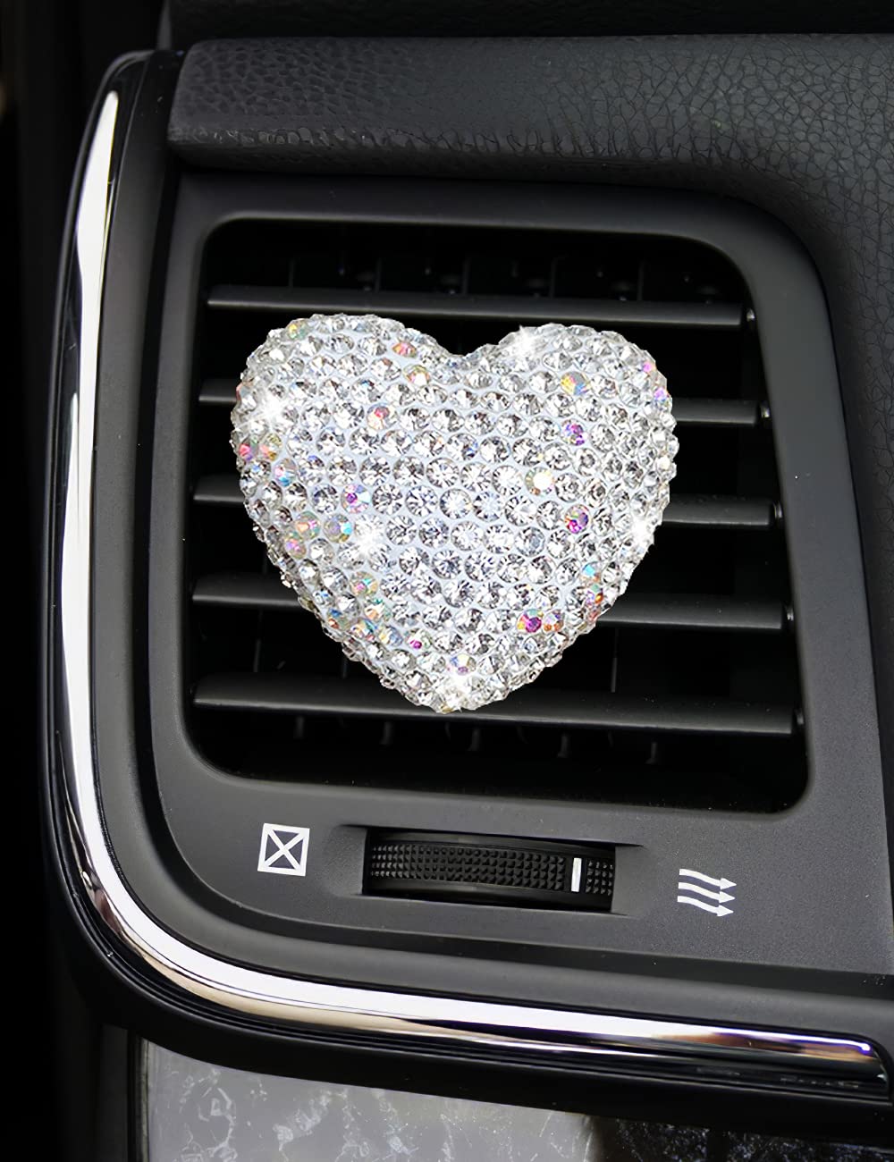 Sparkling Rhinestone Heart-Shaped Car Air Vent Clip - Elegant Bling Car Decor for Women | Crystal Car Accessories for Vent & Dashboard (Silver) | Perfect for Gifts, Travel & Daily Commute
