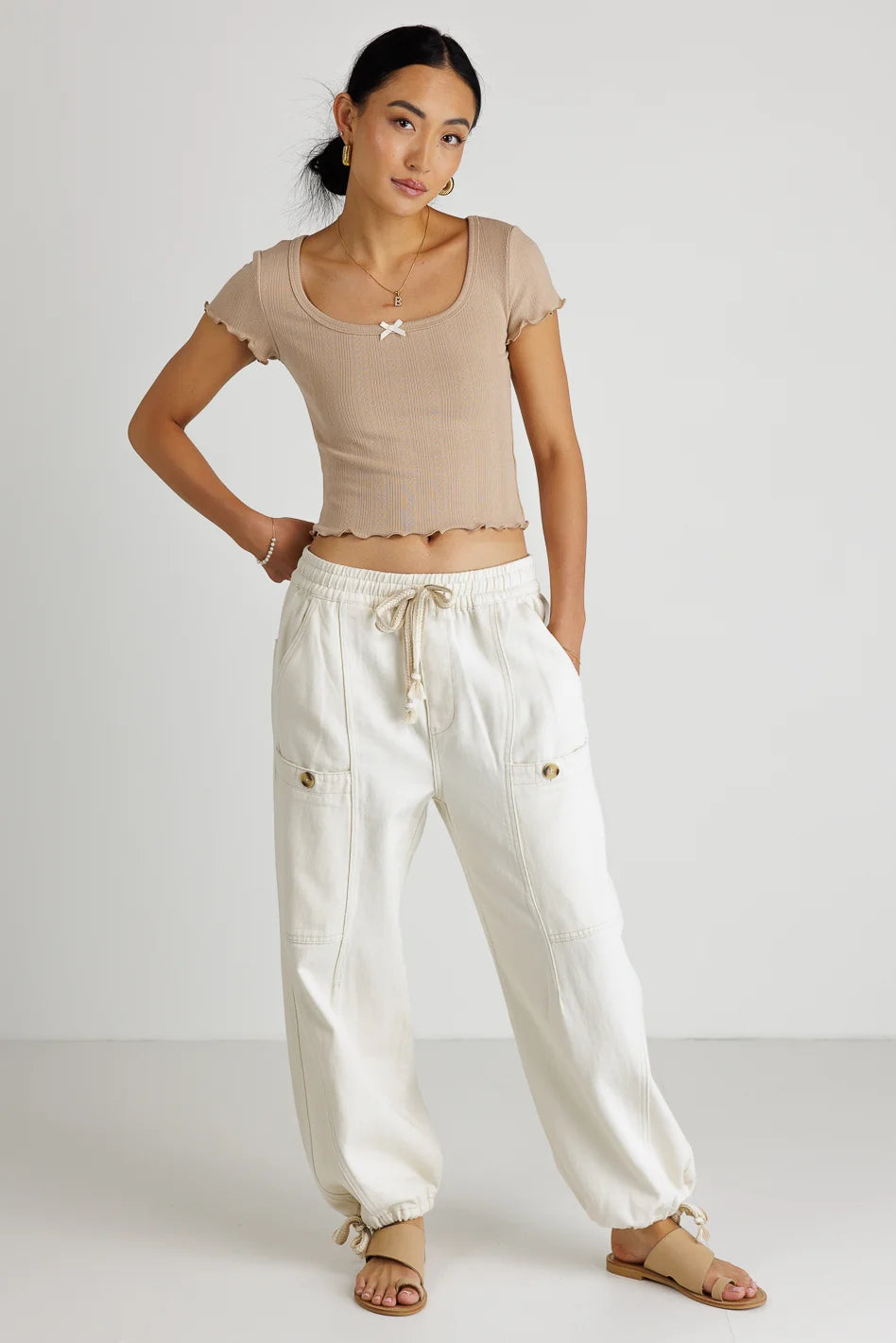 Estella Crop Top in Taupe | Women's Fashion Tops | Final Sale | Perfect for Summer Outfits & Casual Wear