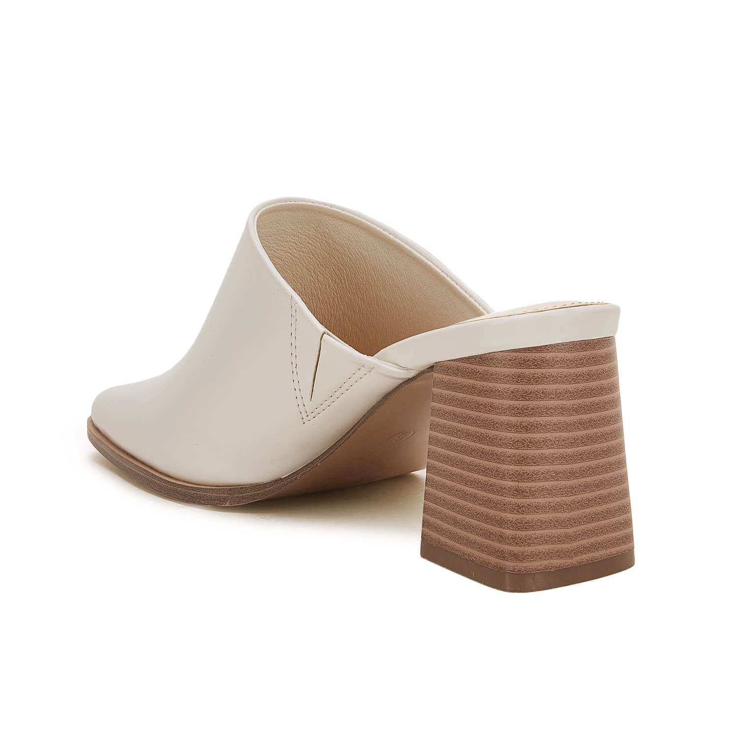 Trish Lucia Women's Chunky Stacked Heel Mules - Closed Square Toe Slip-On Clogs | Backless Loafers for Casual Wear | Comfortable White Shoes for Office, Shopping & Daily Outfits