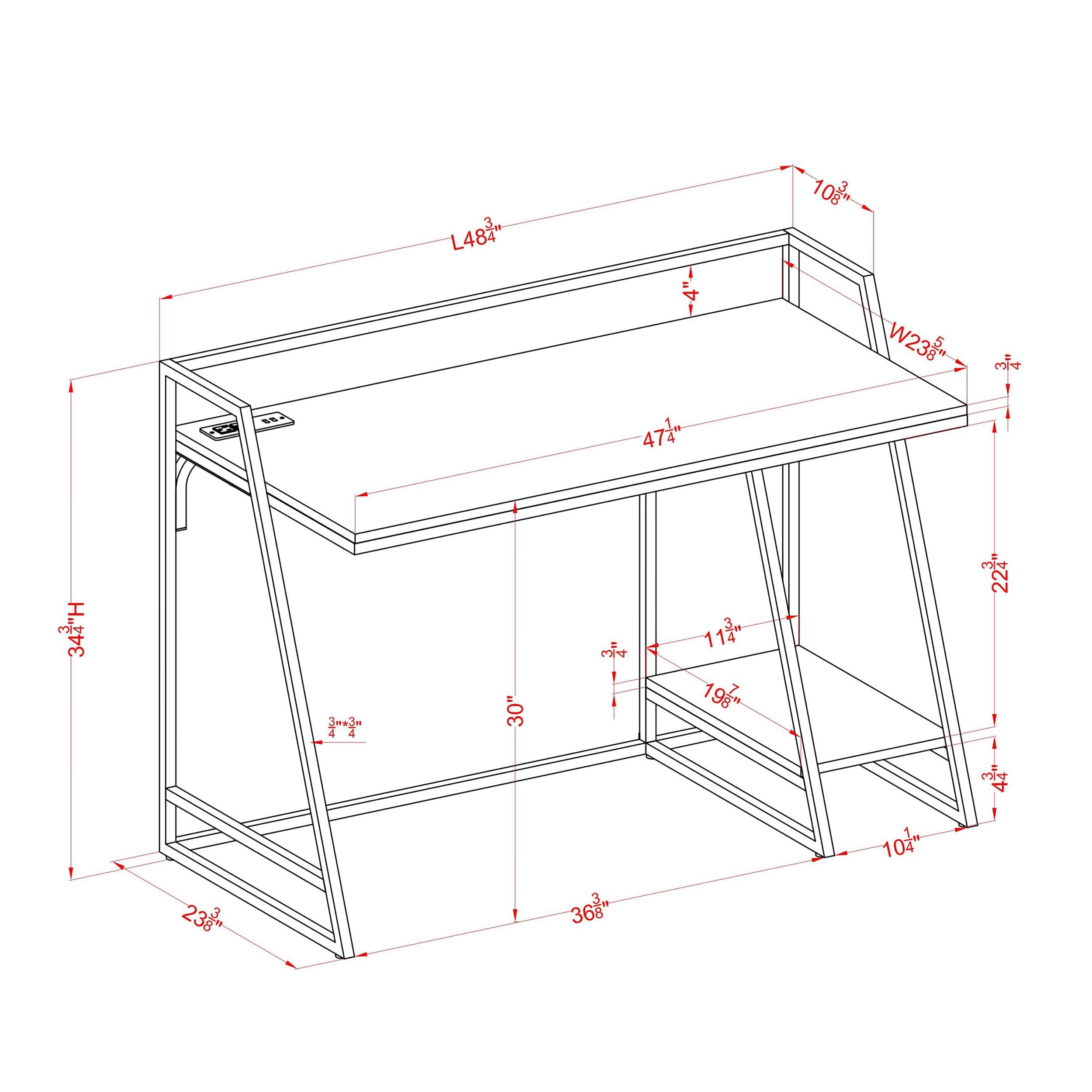 Furniture of America Sanue Modern Metal Writing Desk with USB Ports - Light Gray Home Office Desk for Small Spaces & Workspaces