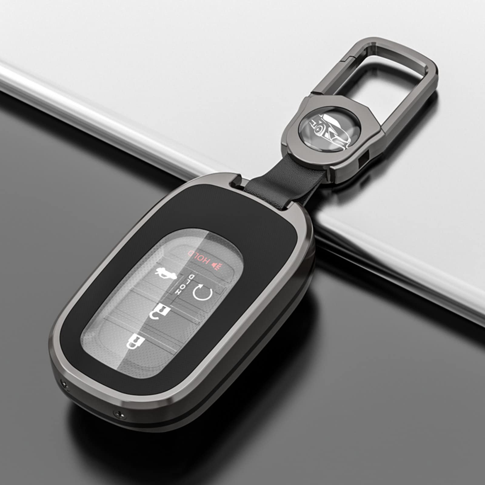 Premium RYE TPU & Zinc Alloy Key Fob Cover for 2022-2024 Honda Accord Civic HR-V CR-V Pilot - Durable Smart Key Case Protector for Sport SI EX EX-L Touring Models (Black) | Perfect Car Accessories Gift & Daily Key Protection