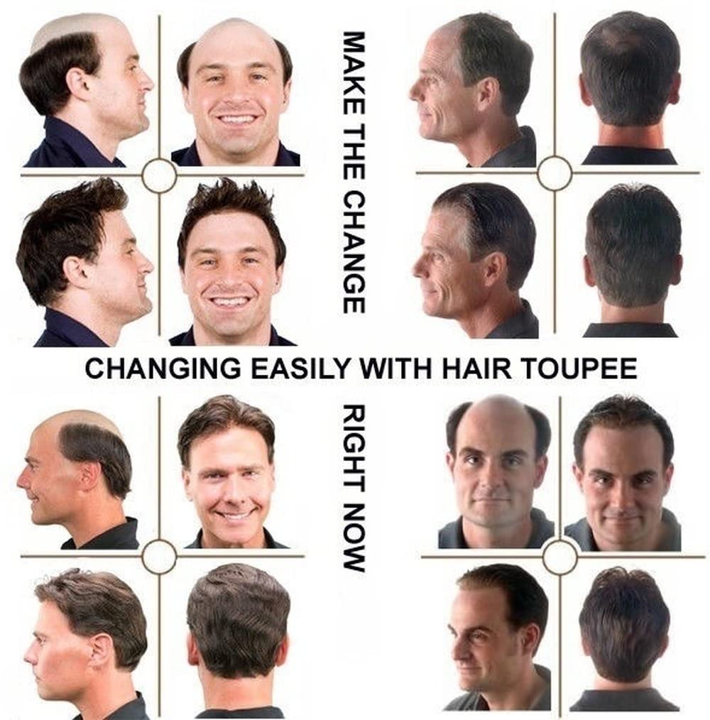 Premium Mono Silk Base NPU Around Remy Human Hair Wig for Men – Natural Black (1B#) Wavy Hair Toupee, 7x10 Inch – Perfect for Hair Replacement Systems, Daily Wear & Styling