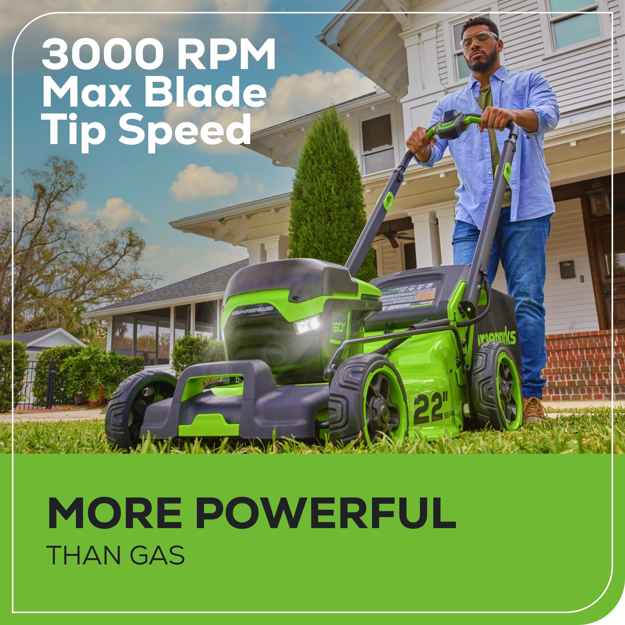 60V 22-Inch Brushless Cordless Self-Propelled Lawn Mower with 2x 5.0Ah Batteries & 6A Dual Port Fast Charger - Perfect for Large Yards and Professional Landscaping