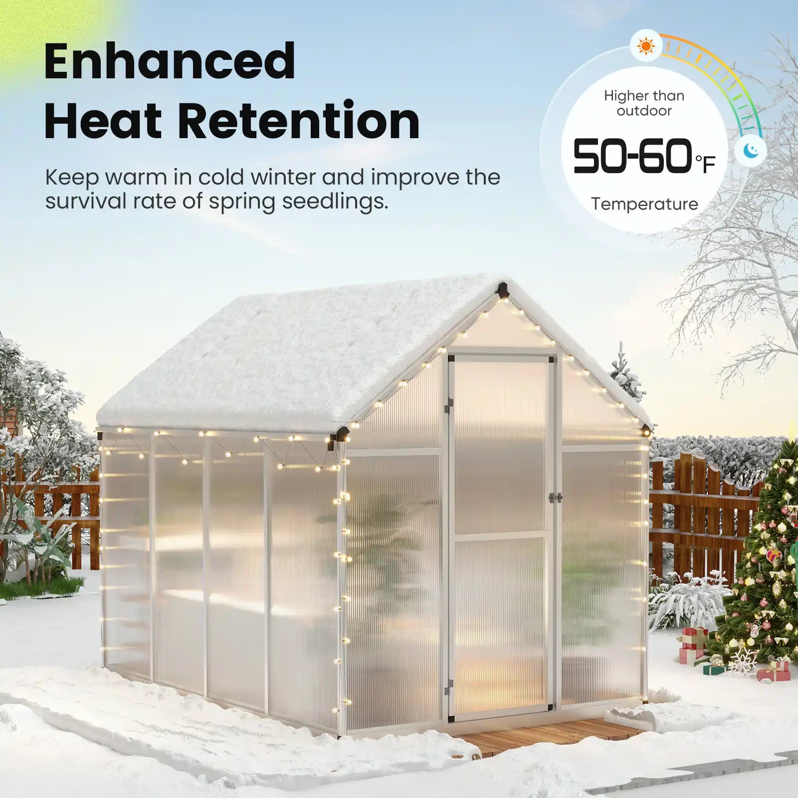 Premium Walk-in Polycarbonate Greenhouse Kit - Durable & Weather-Resistant for Year-Round Gardening - Perfect for Backyards, Patios & Urban Farming