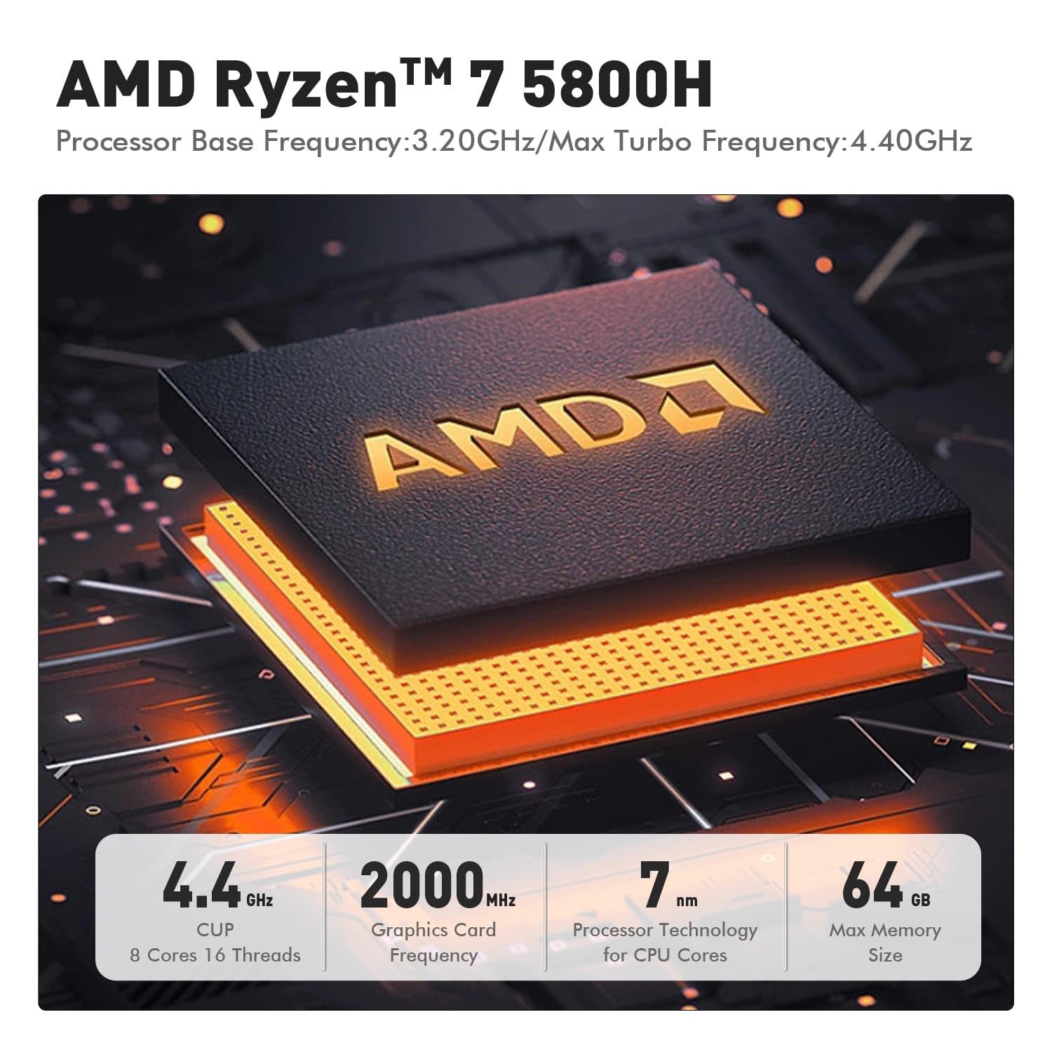 TRIGKEY Mini PC with AMD Ryzen 7 5800H (8-Core 16-Thread, Up to 4.4GHz) - 32GB DDR4 RAM + 1TB NVMe SSD - Micro Desktop Computer with HDMI, DP & USB-C - Ideal for Home Office, Gaming & Digital Signage