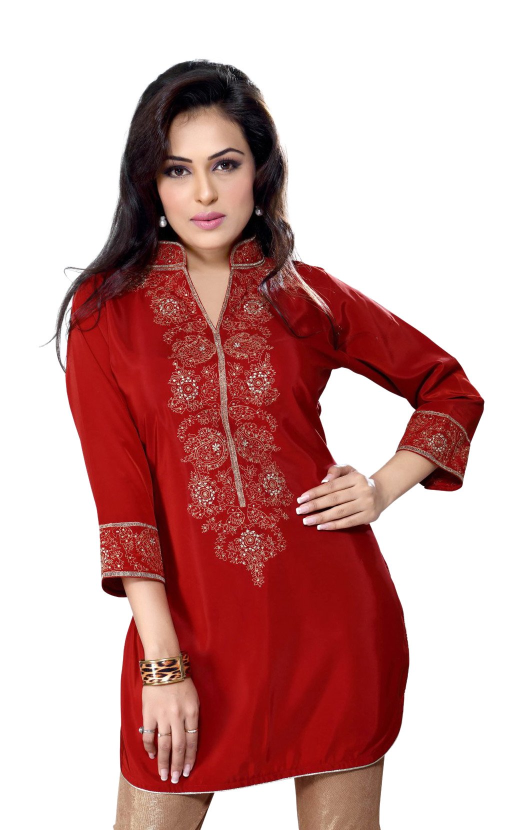 Stylish Rust Crepe Indian Kurti/Tunic with Elegant Embroidery - Perfect for Festivals, Parties & Casual Wear