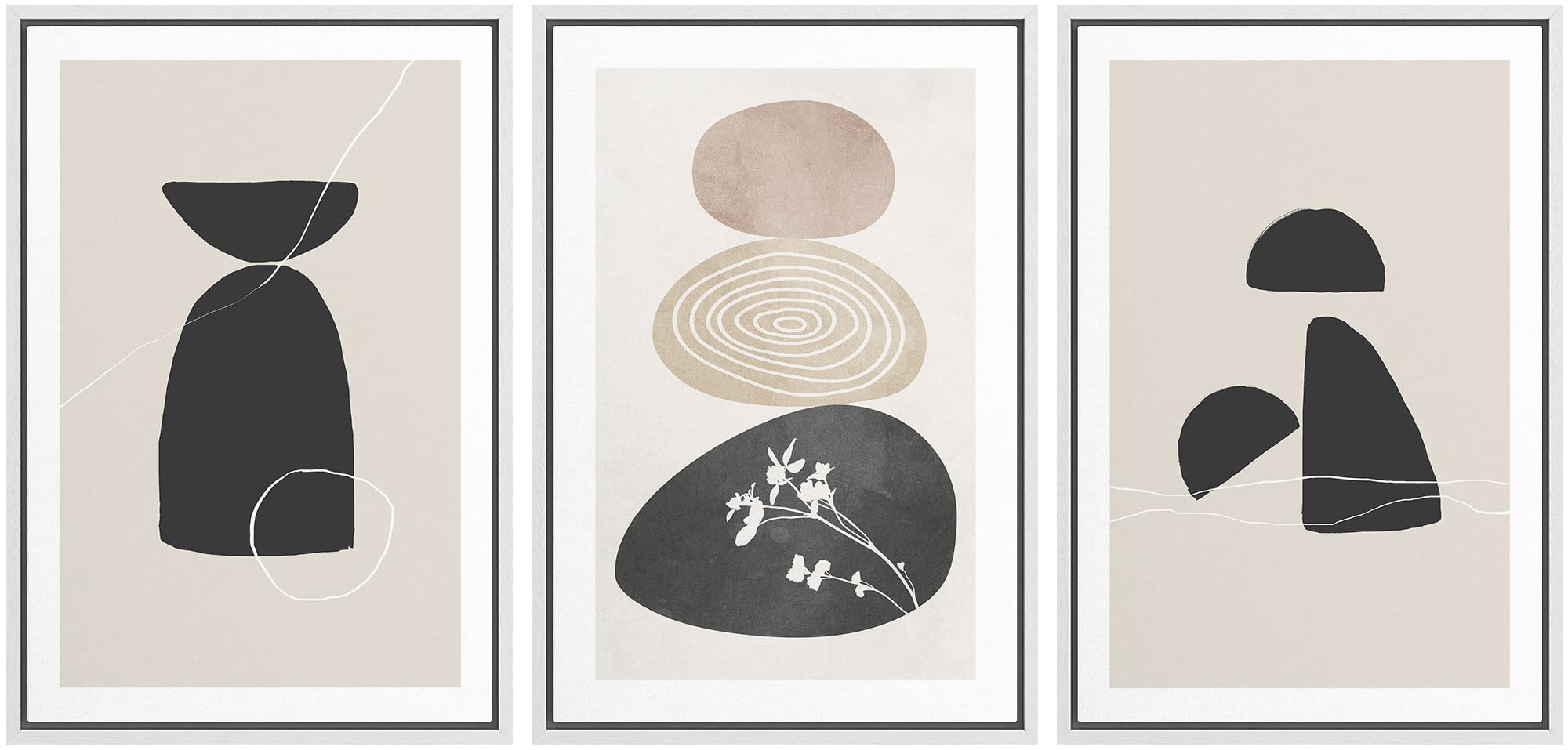 Wall26 Framed Canvas Print Wall Art Set - Modern Geometric Mid-Century Polygons Abstract Graffiti Street Art - 24