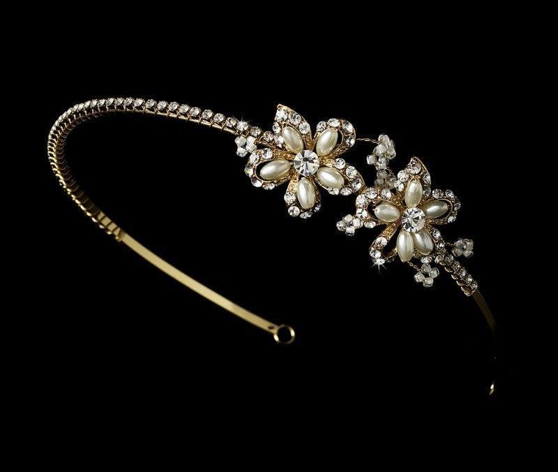Elegant Wedding Side Headband for Bride – Vintage Pearl & Crystal Hair Accessory for Bridal, Prom, Party – Perfect for Weddings, Special Occasions & Photo Shoots