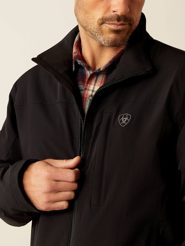 Ariat Men's Pioneer Stretch Shell Jacket - Waterproof Windbreaker for Outdoor Activities, Hiking & Work - Black