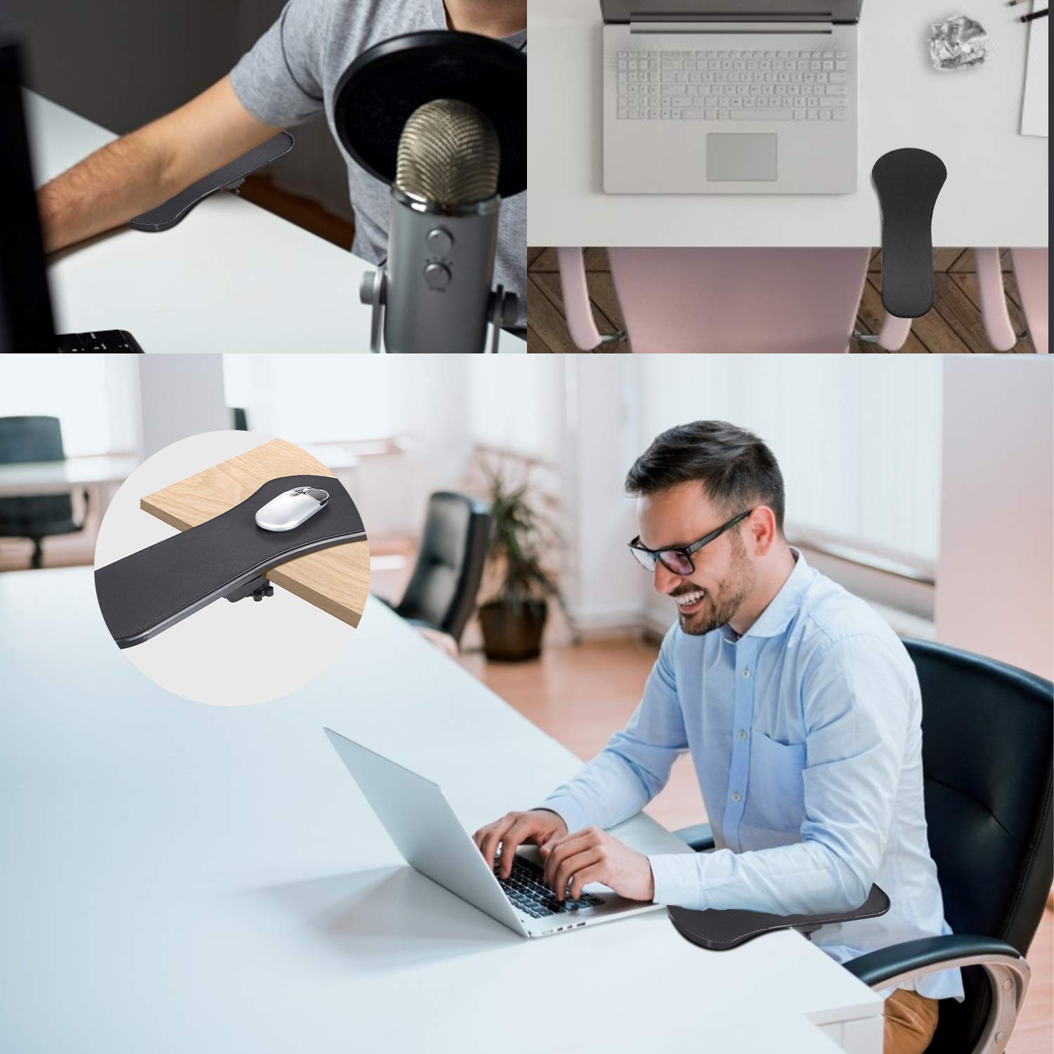 Ergonomic Adjustable Wrist Rest for Computer - Dual Purpose Desk & Chair Attachable Arm Support - Home & Office Use with Mouse Pad - Perfect for Gaming, Typing, and Long Work Sessions