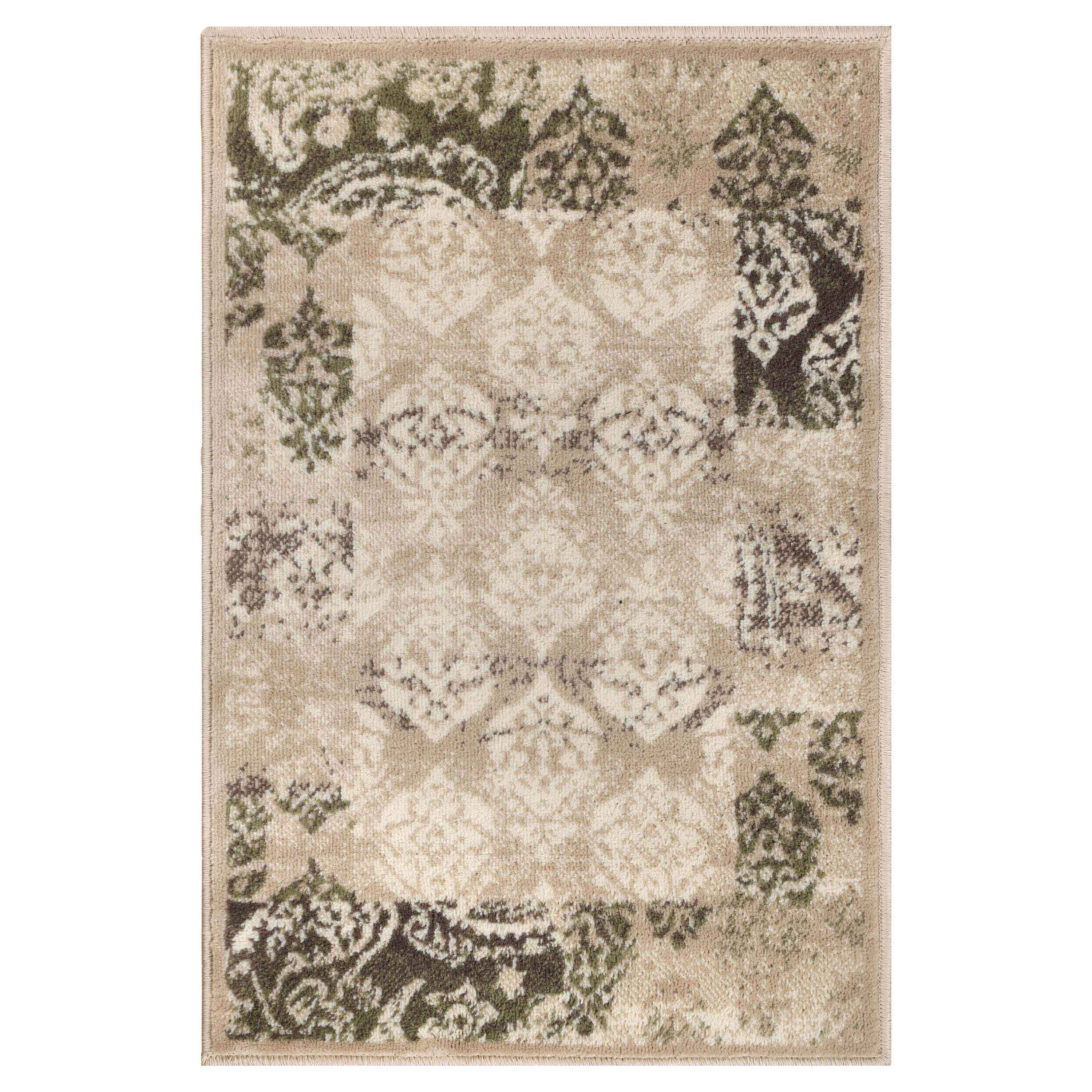 Stylish Modern Damask Indoor Area Rugs & Runners - Non-Slip Soft Living Room Carpet for Bedroom, Hallway, Entryway - Home Decor Floor Mat