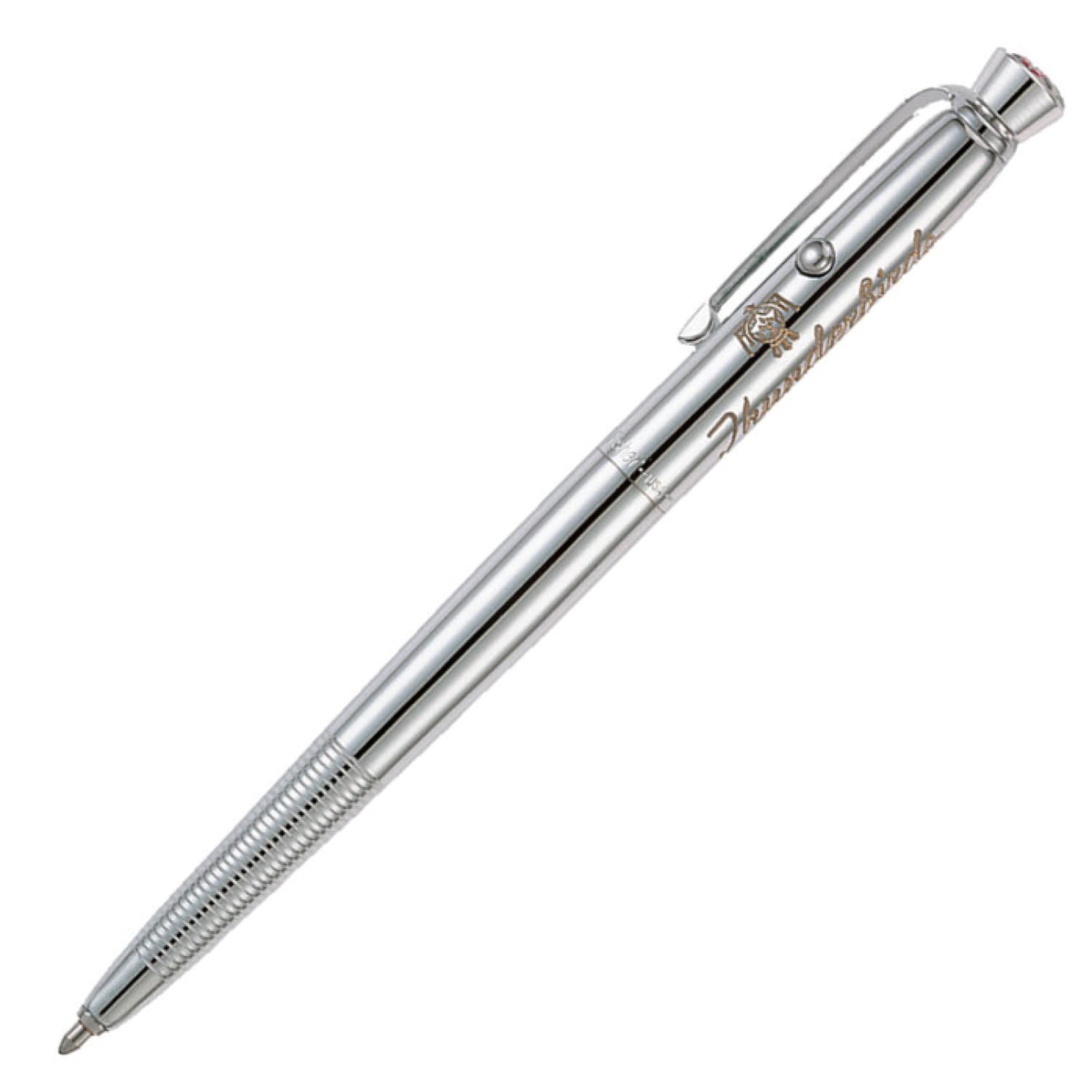Fisher Space Pen Ballpoint Pen - Chrome Finish with Thunderbirds Engraving | Gift for Aviation Enthusiasts & Collectors | Perfect for Writing in Zero Gravity, Outdoor Adventures & Everyday Use