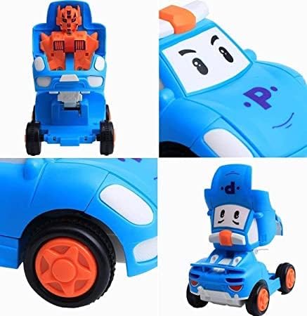 VIPS CORP Transforming Robot Car Toy for Kids - 1:14 Scale Friction Powered Push & Go Vehicle with One-Touch 360° Rotating Drifting Action | STEM Learning Toy for Boys & Girls | Birthday Gifts, Indoor Play & Racing Games
