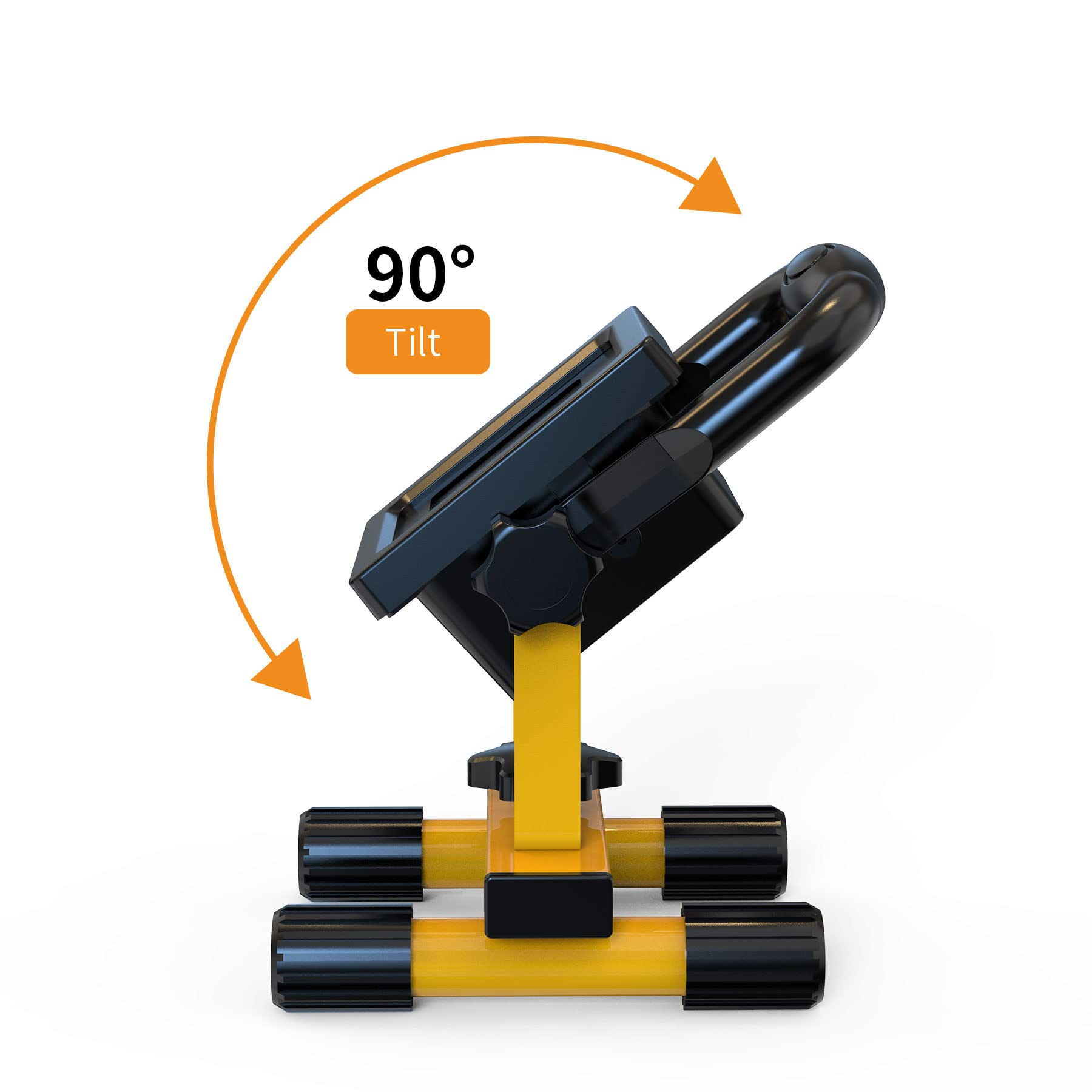10W 2200mAh Rechargeable LED Work Light - 600 Lumens Portable Tiltable Waterproof Flood Light with Stand - Yellow - Perfect for Outdoor, Garage, Emergency, Camping & DIY Projects
