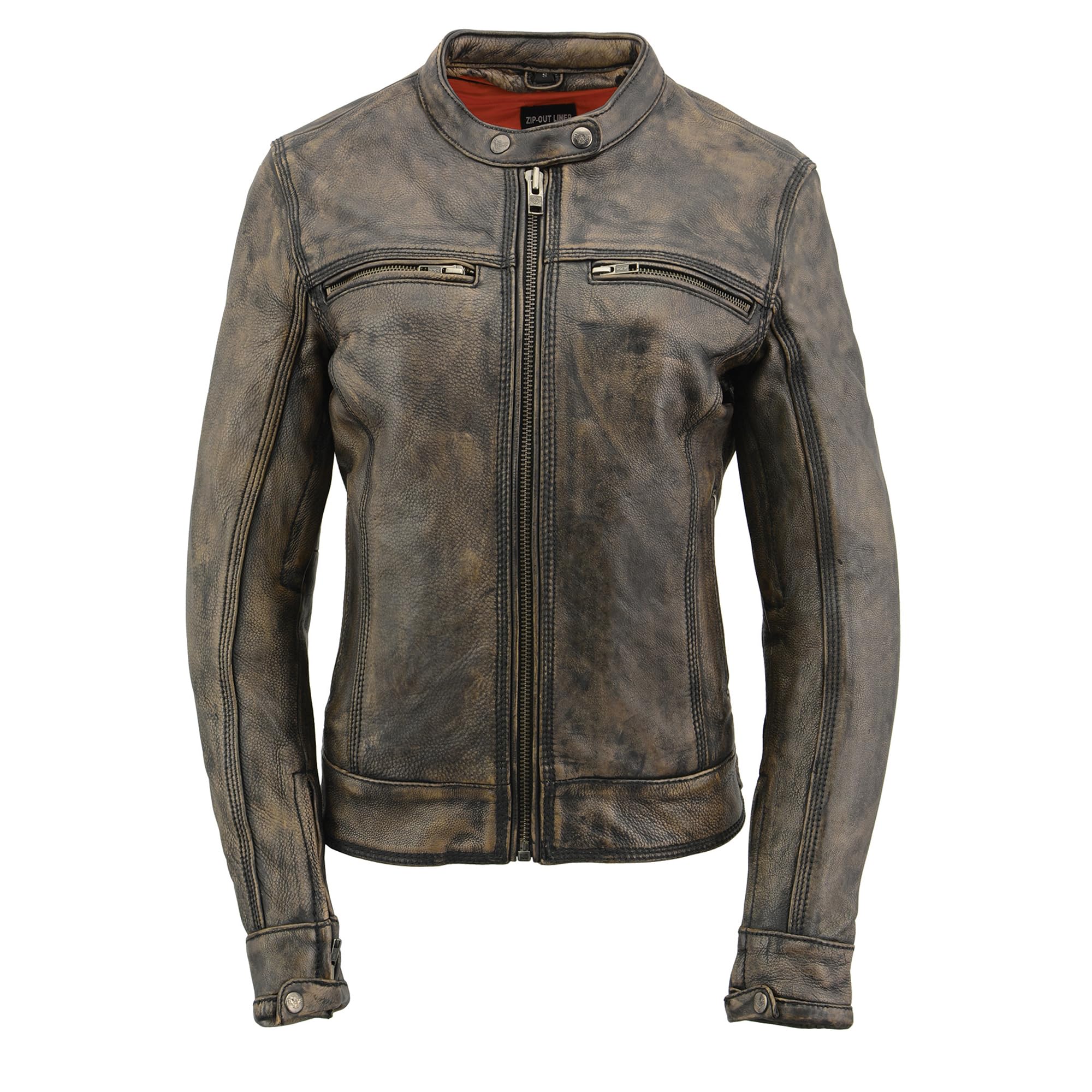 Milwaukee Leather Women's Distressed Brown Vented Leather MLL2550 Motorcycle Jacket - Breathable Biker Jacket for Riding & Outdoor Adventures