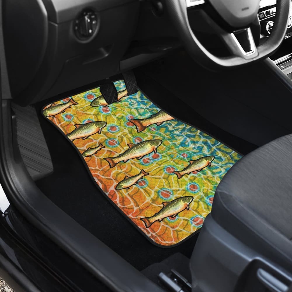 Premium Brook Trout Fish Skin Pattern Car Floor Mats for Fishing Enthusiasts - Waterproof & Non-Slip Vehicle Accessories for Trucks, SUVs, and Outdoor Adventures