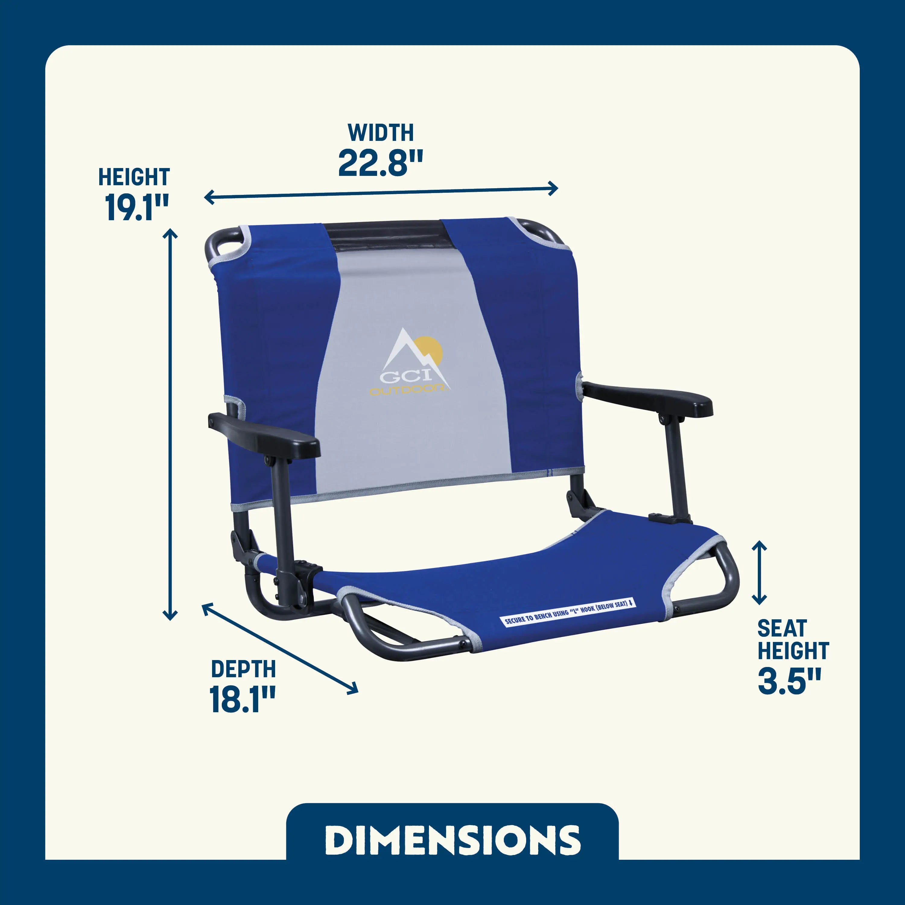 Big Comfort Stadium Chair with Armrests - Portable Folding Seat for Outdoor Sports, Concerts, and Camping - Heavy Duty Bleacher Chair with Back Support